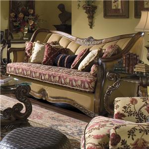 Michael Amini All Living Room Furniture Art Design Wood Trim Channel Back Sofa