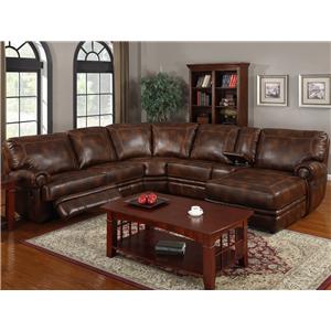 Kian At Sofadealers Sofas Couches Reclining Sleeper 3442 Transitional Six Piece Reclining Sectional Sofa With Raf Chaise And Drink Console By Kian