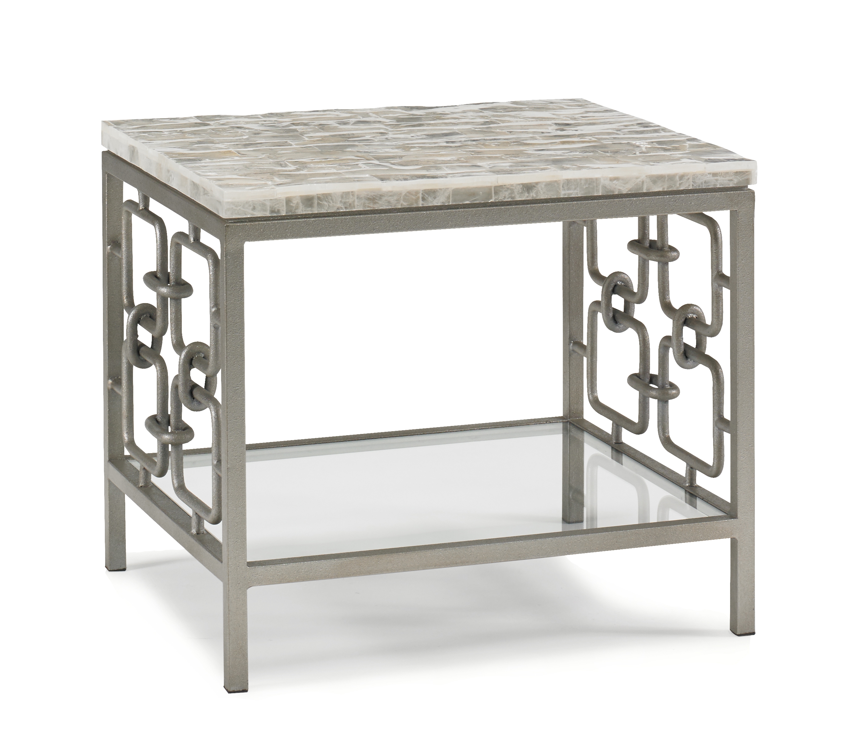 Modern Metal End Table w/Glass Shelf