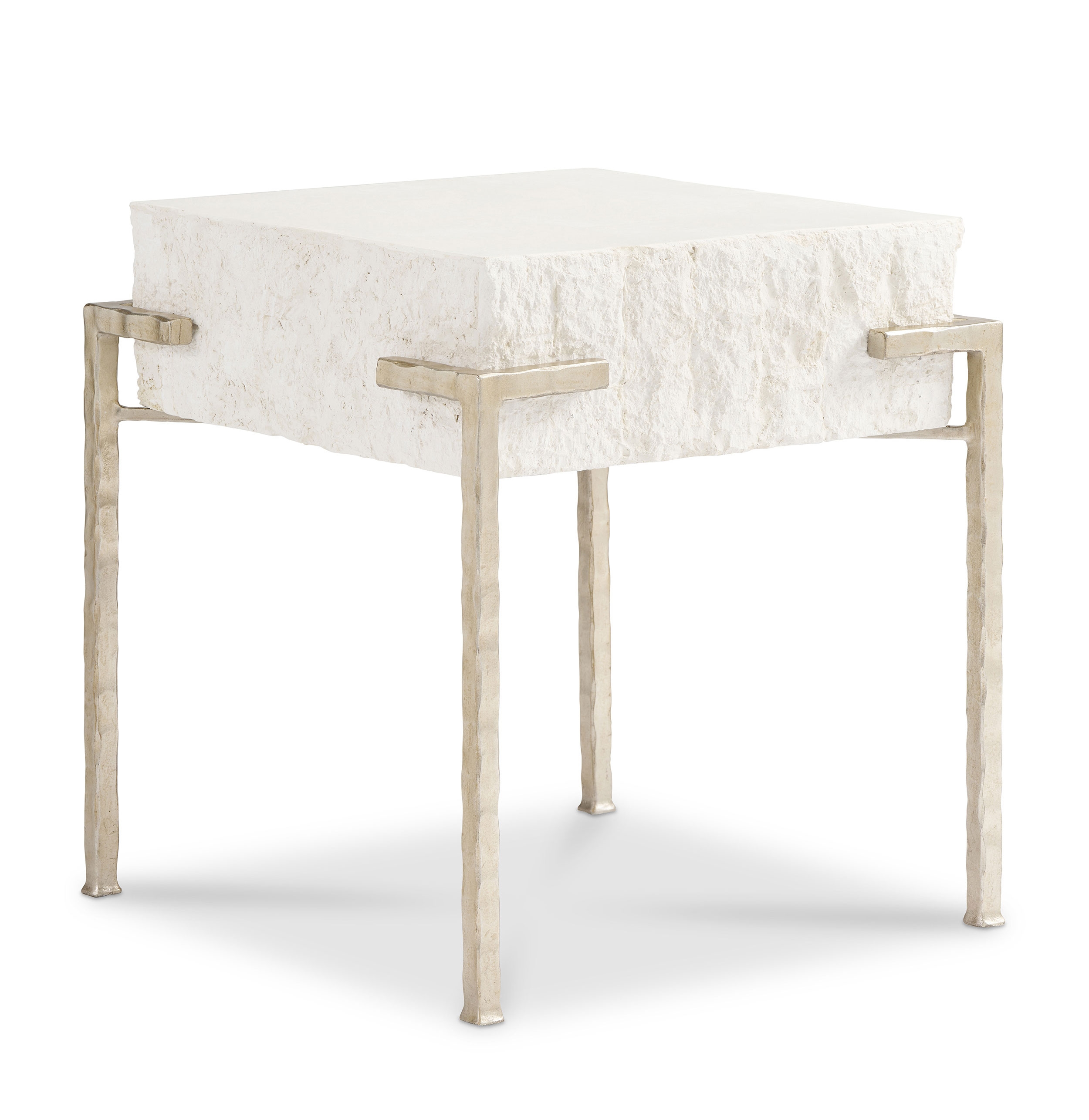 Agate-Top End Table w/Textured Metal Base