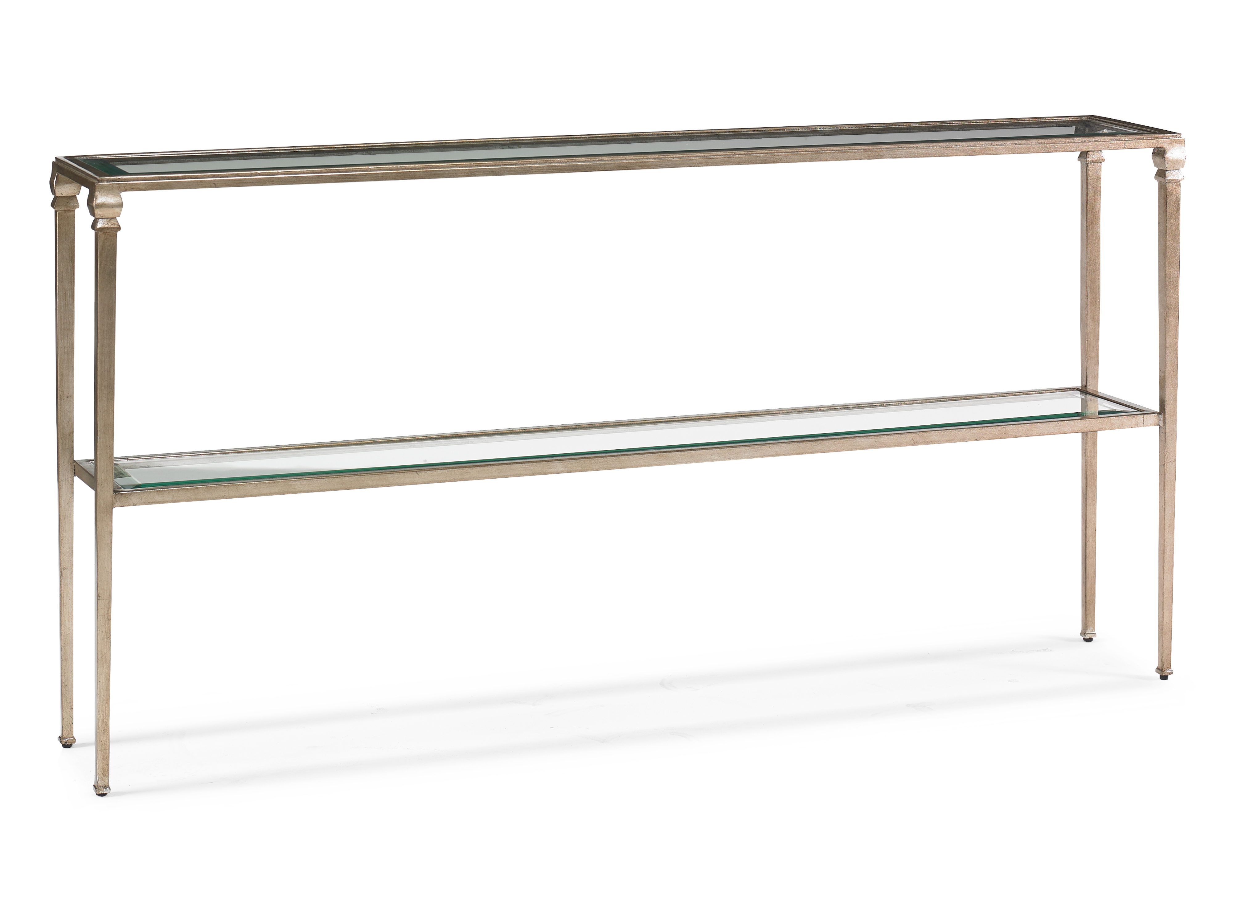 Metal Console Table w/Glass Top & Shelf