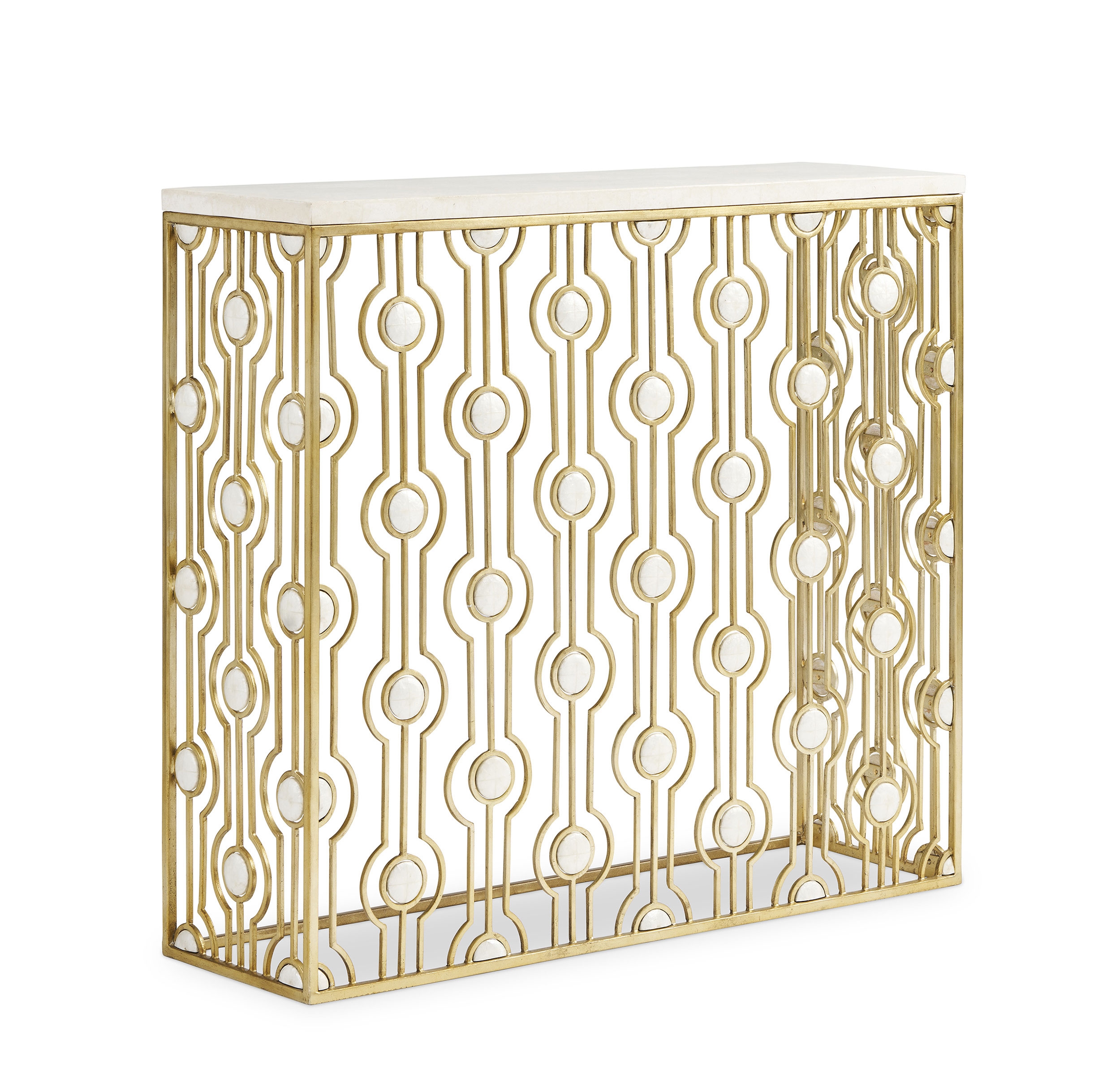 Agate Stone-Top Console Table w/Shell Accent