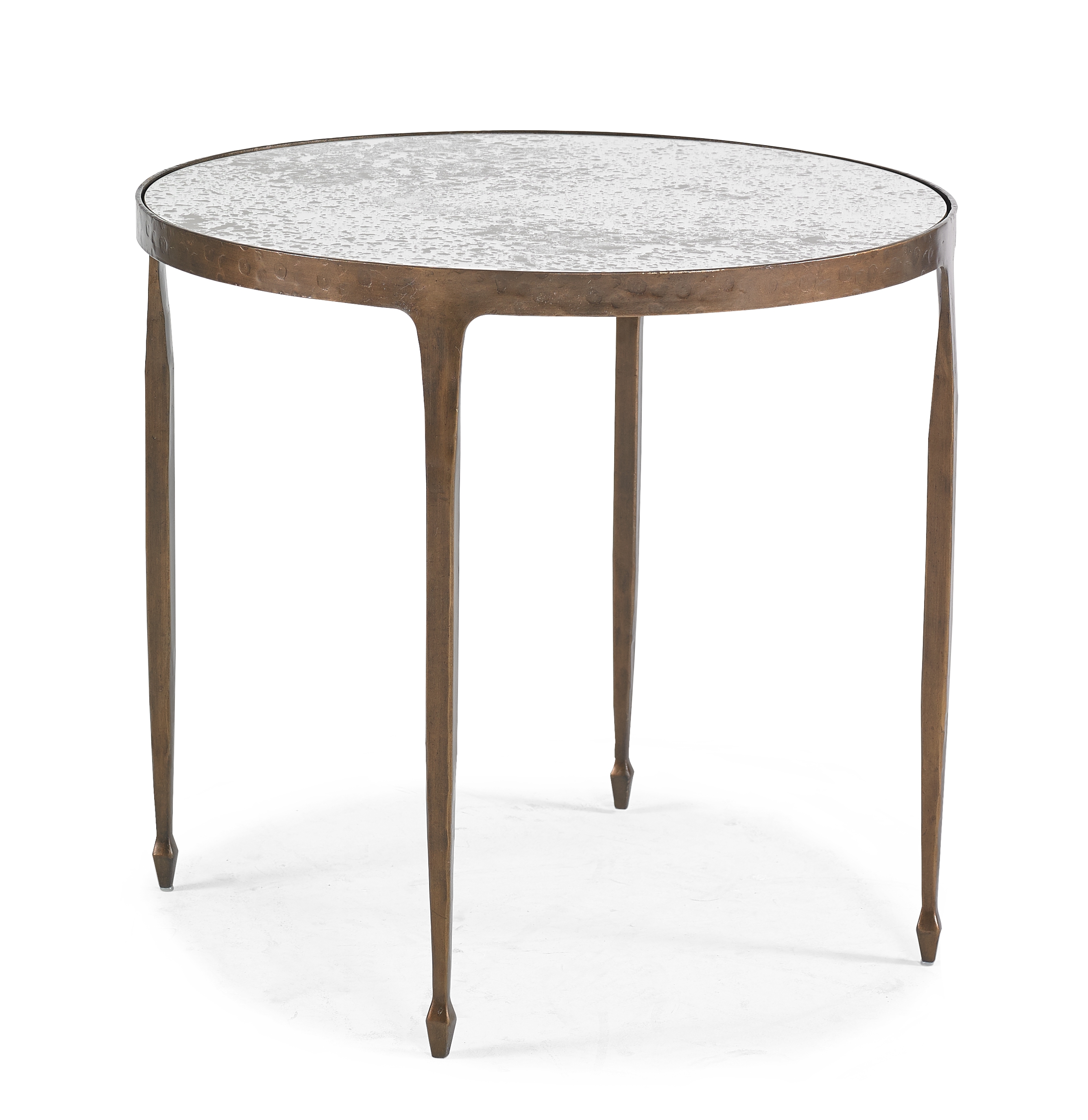 19" Round Hammered-Iron Lamp Table