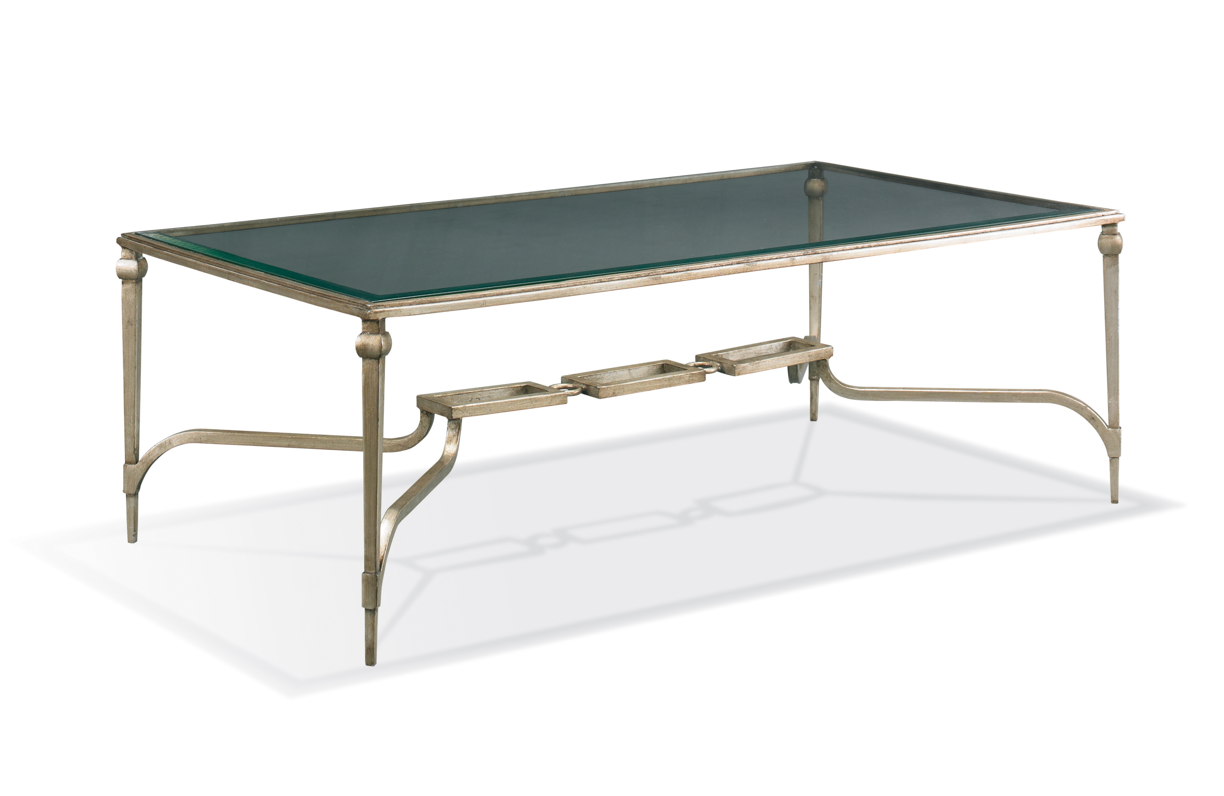 Glass-Top Cocktail Table w/Chainlink Trestle
