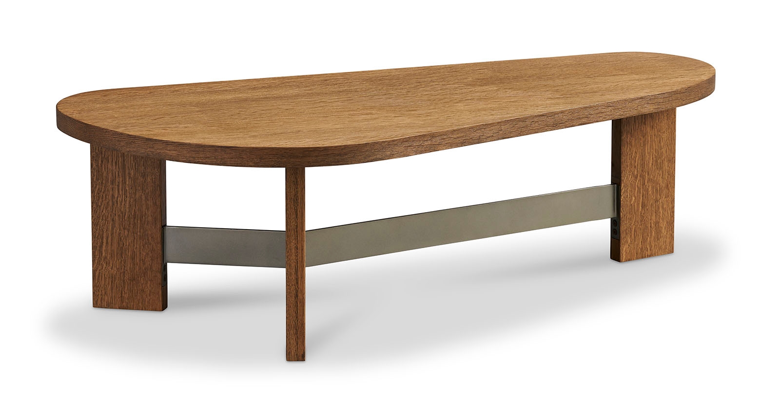 58" Kidney Cocktail Table w/Metal Trestle
