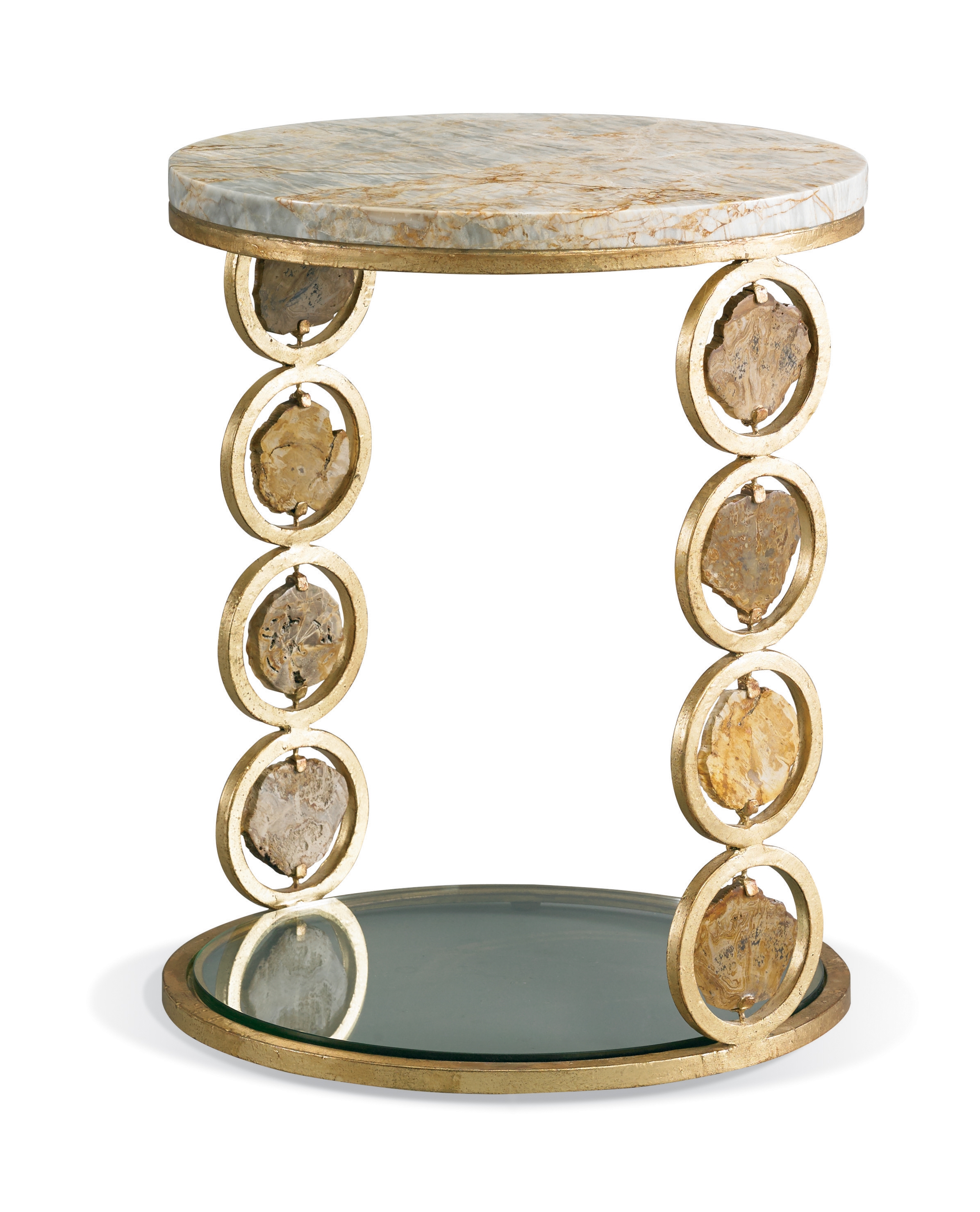 Petrified Wood Accent Table w/Glass Base