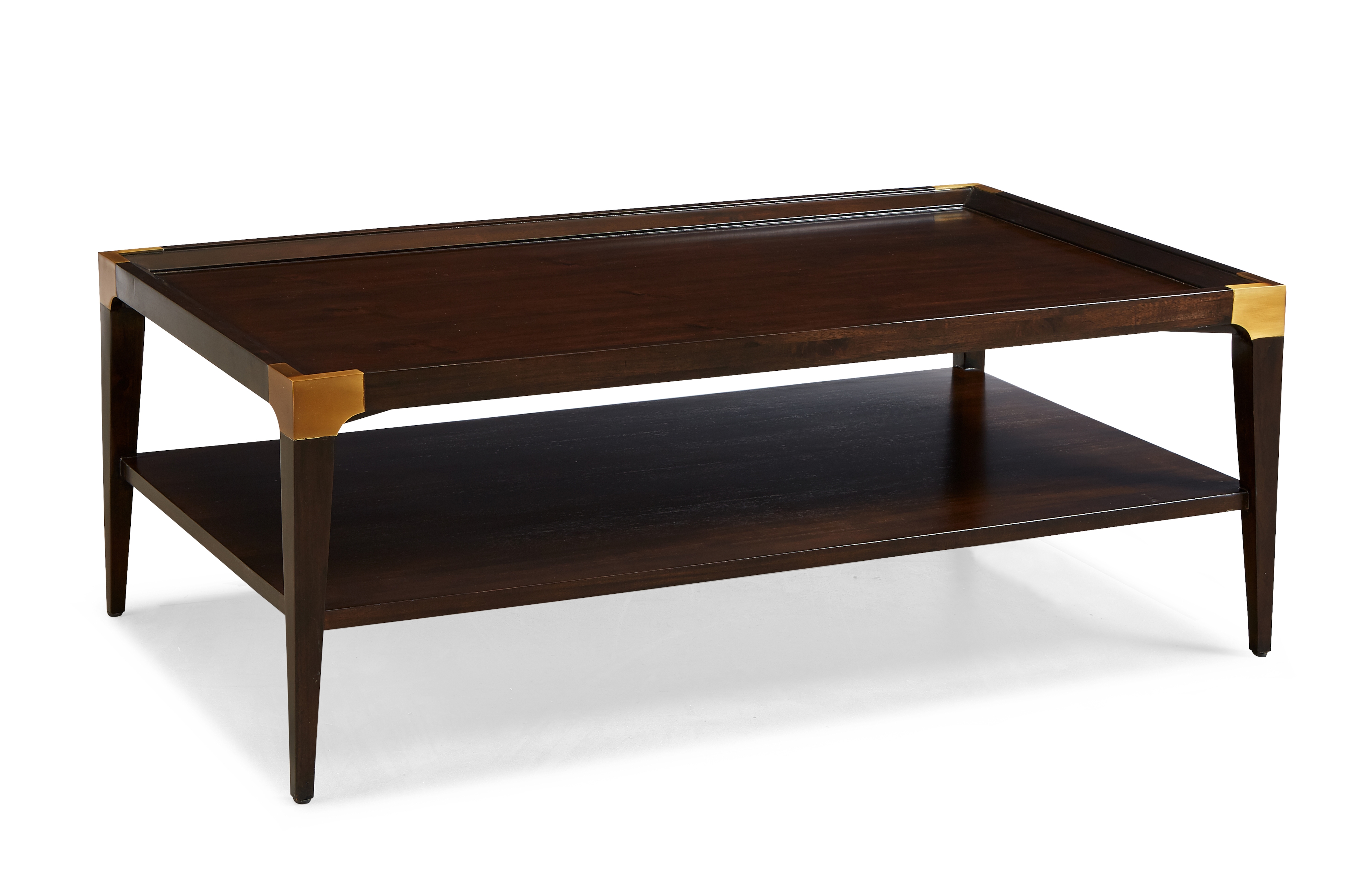 Rectangular End Table with Brass Brackets