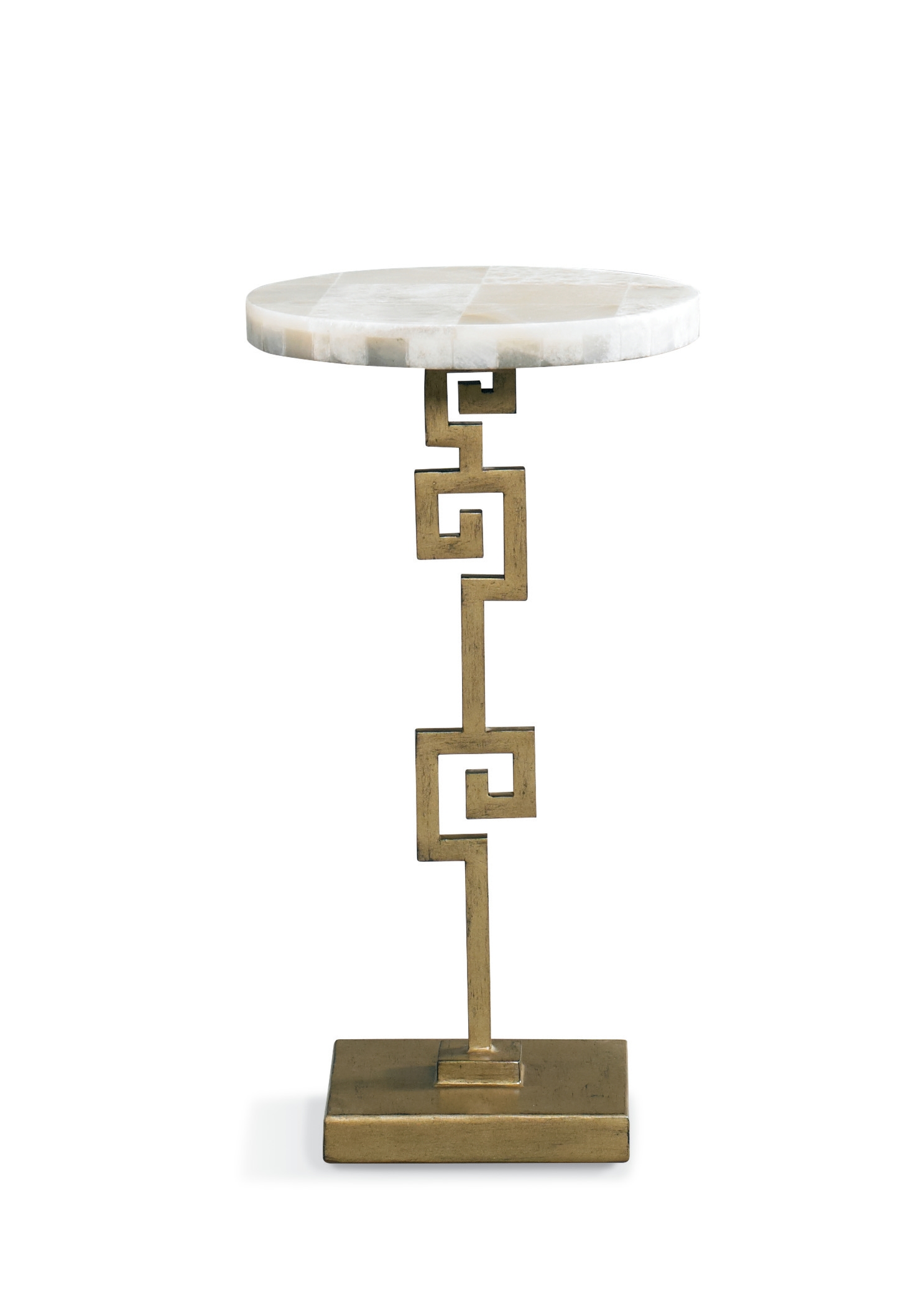 Greek Key Accent Table w/Polished Onyx Top