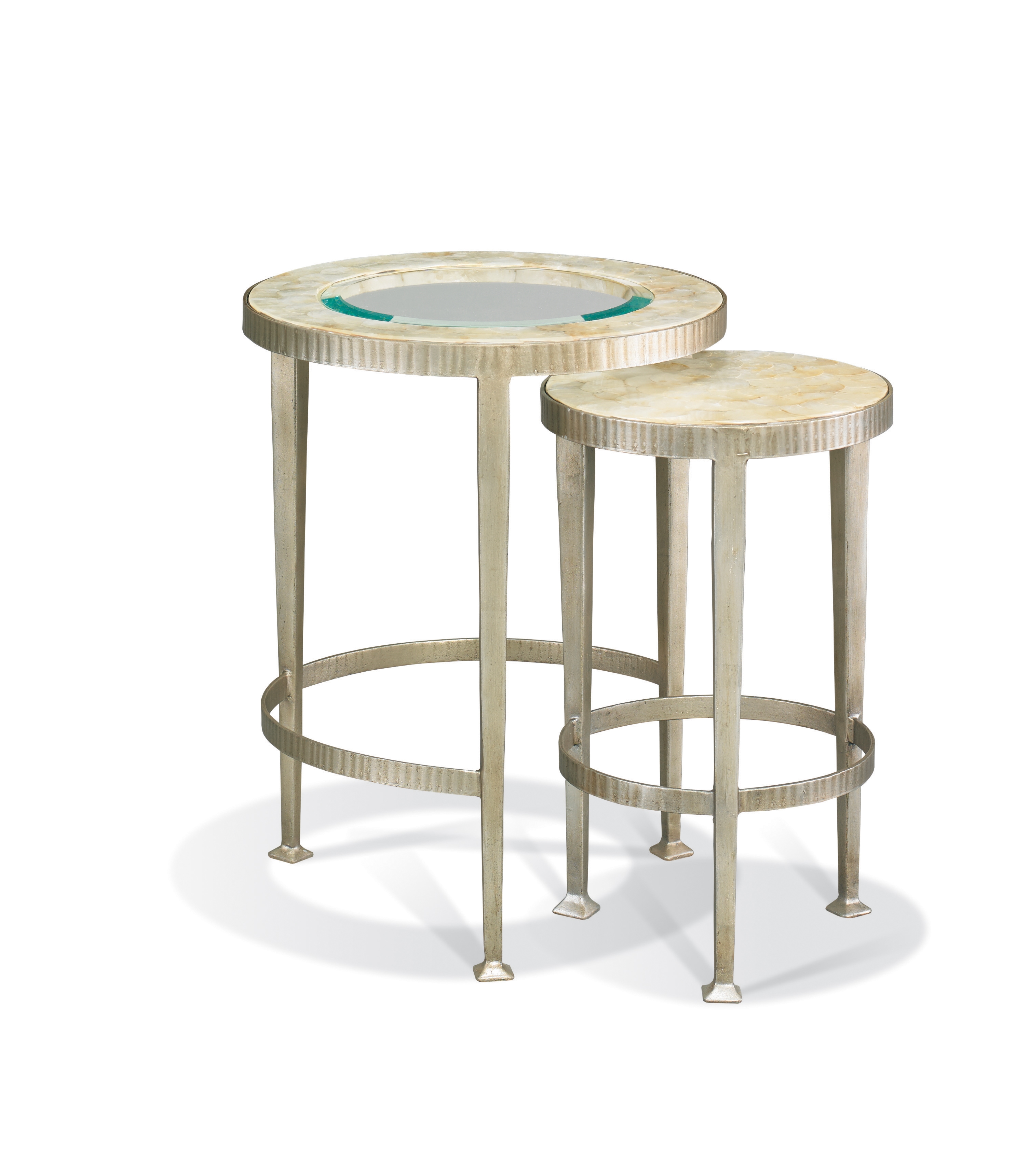 Hand-Forged Iron Nesting Tables w/Glass Top