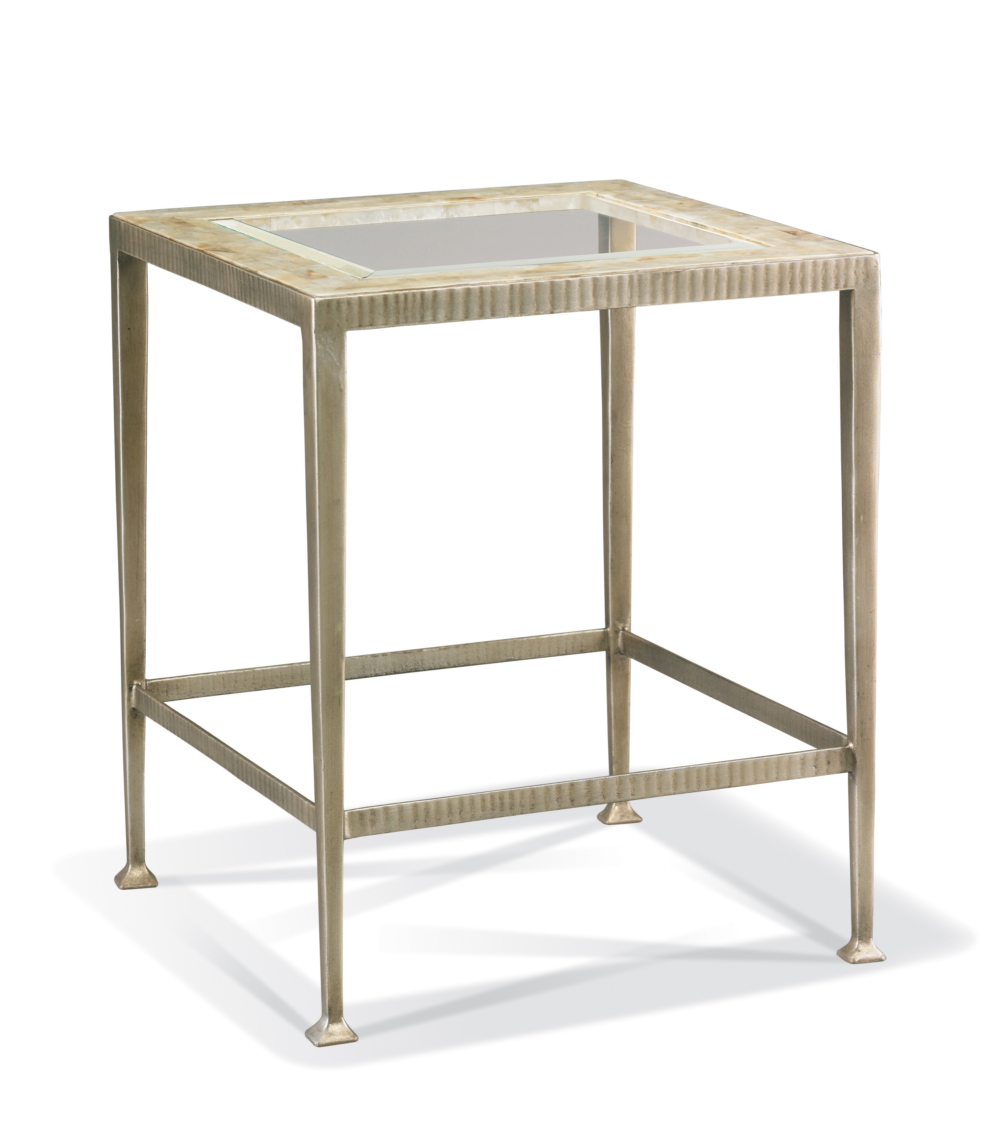 22" Sq. Forged-Iron Side Table w/Glass Top