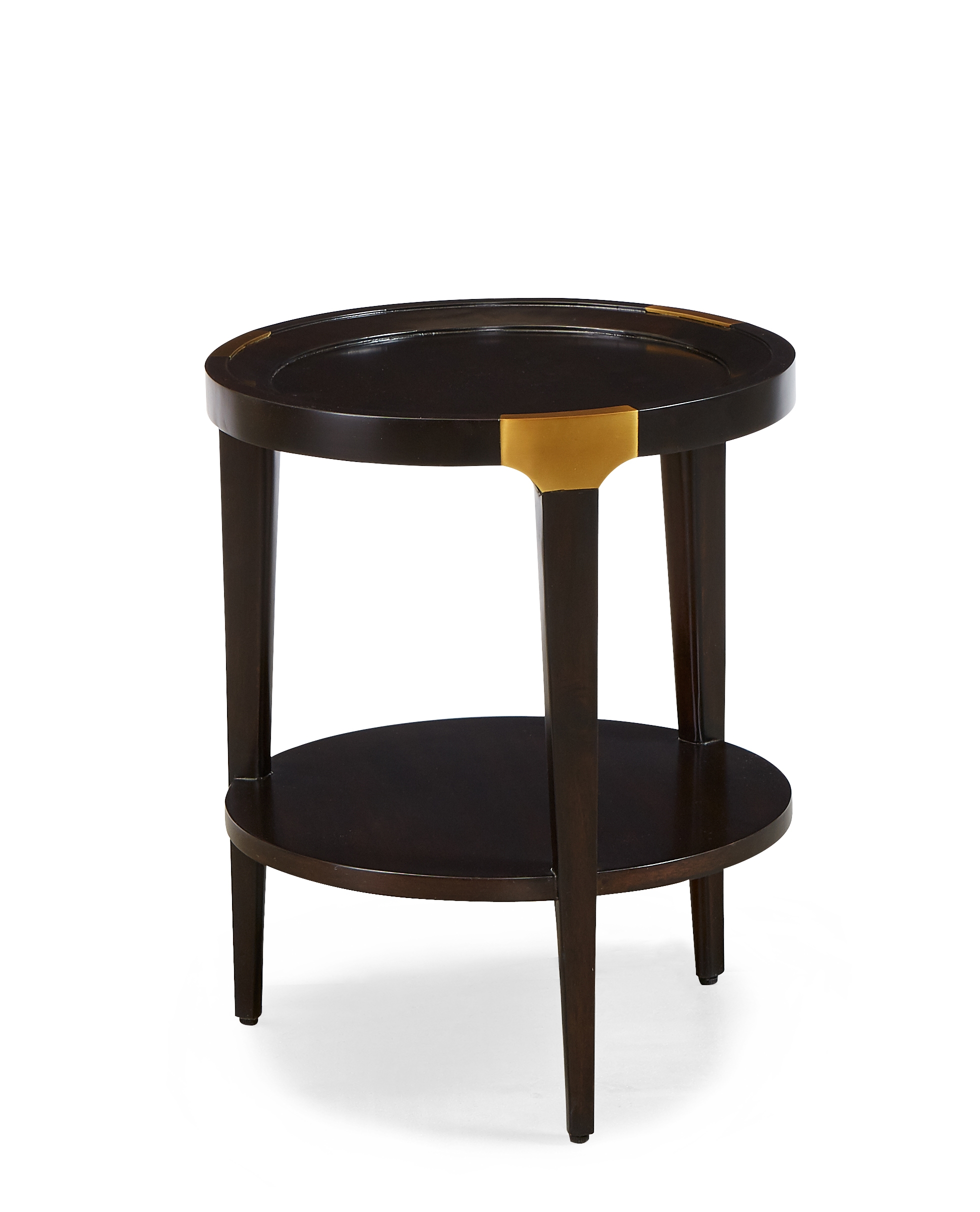 18" Rd. Chairside Table w/Brass Brackets