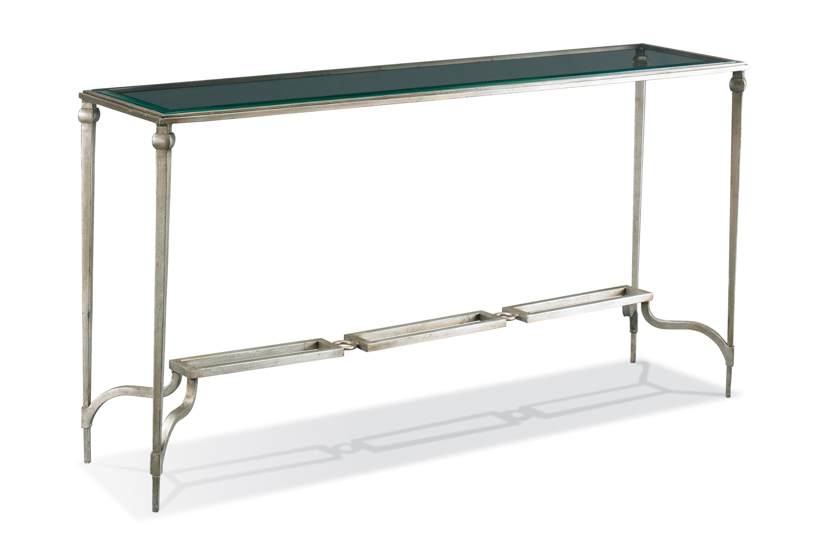 Glass-Top Console Table w/Chainlink Trestle
