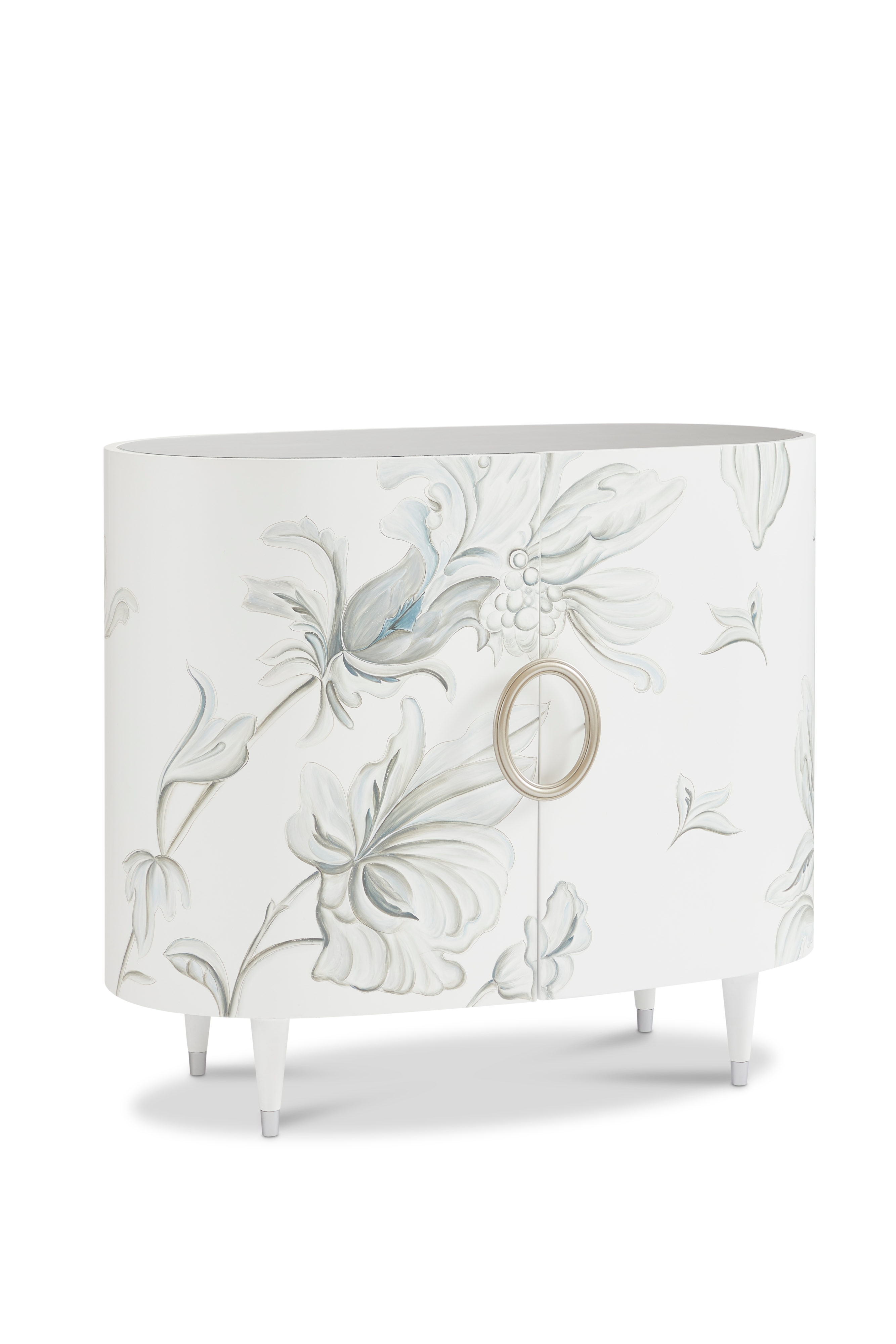 2-Door Oval Cabinet w/Floral Design