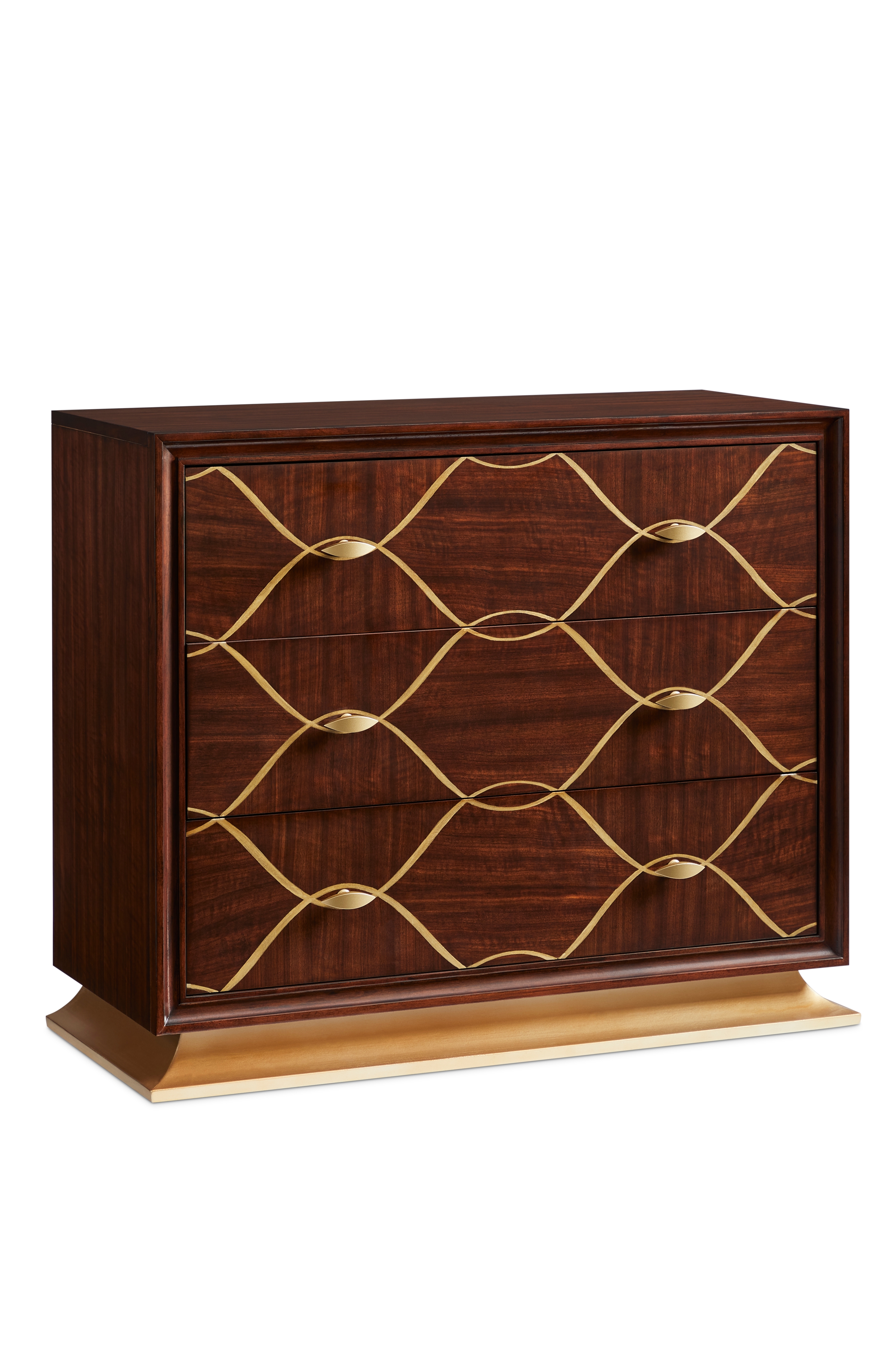 3-Drawer Accent Chest w/Gold Trim