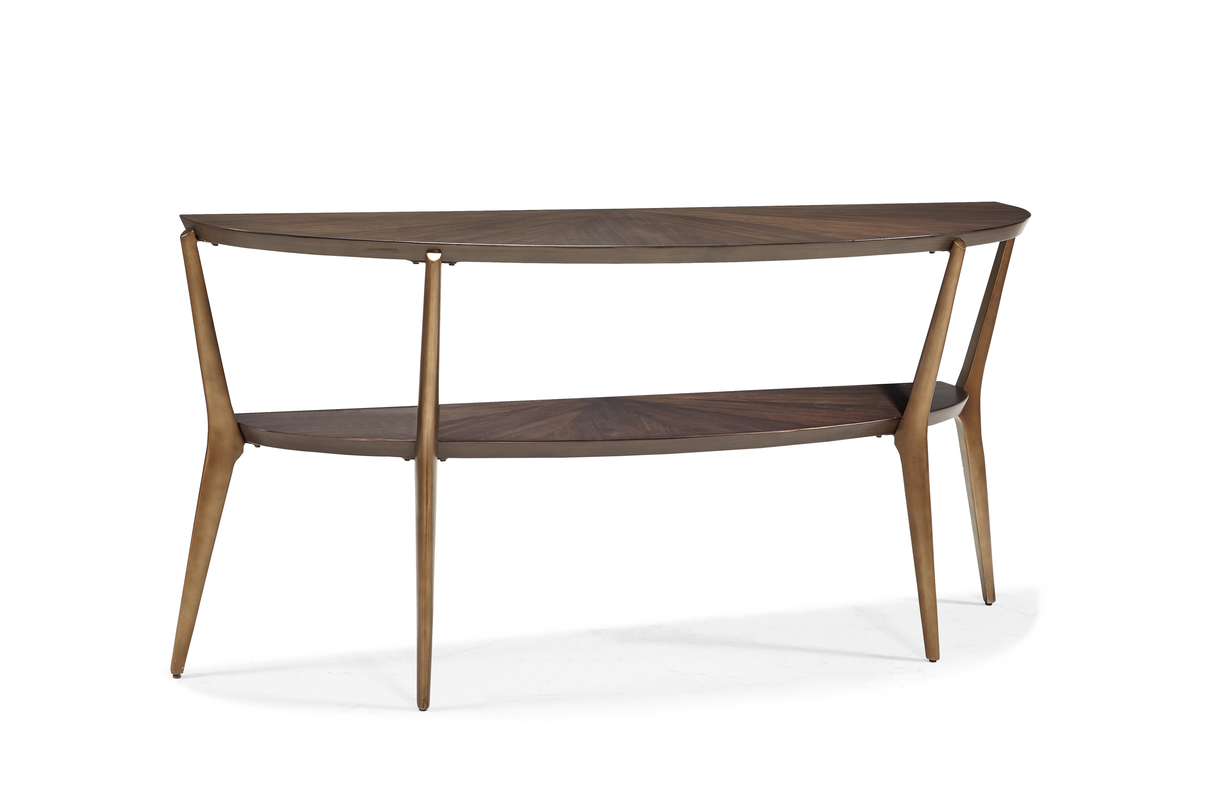 68" Demilune Console Table w/Lower Shelf