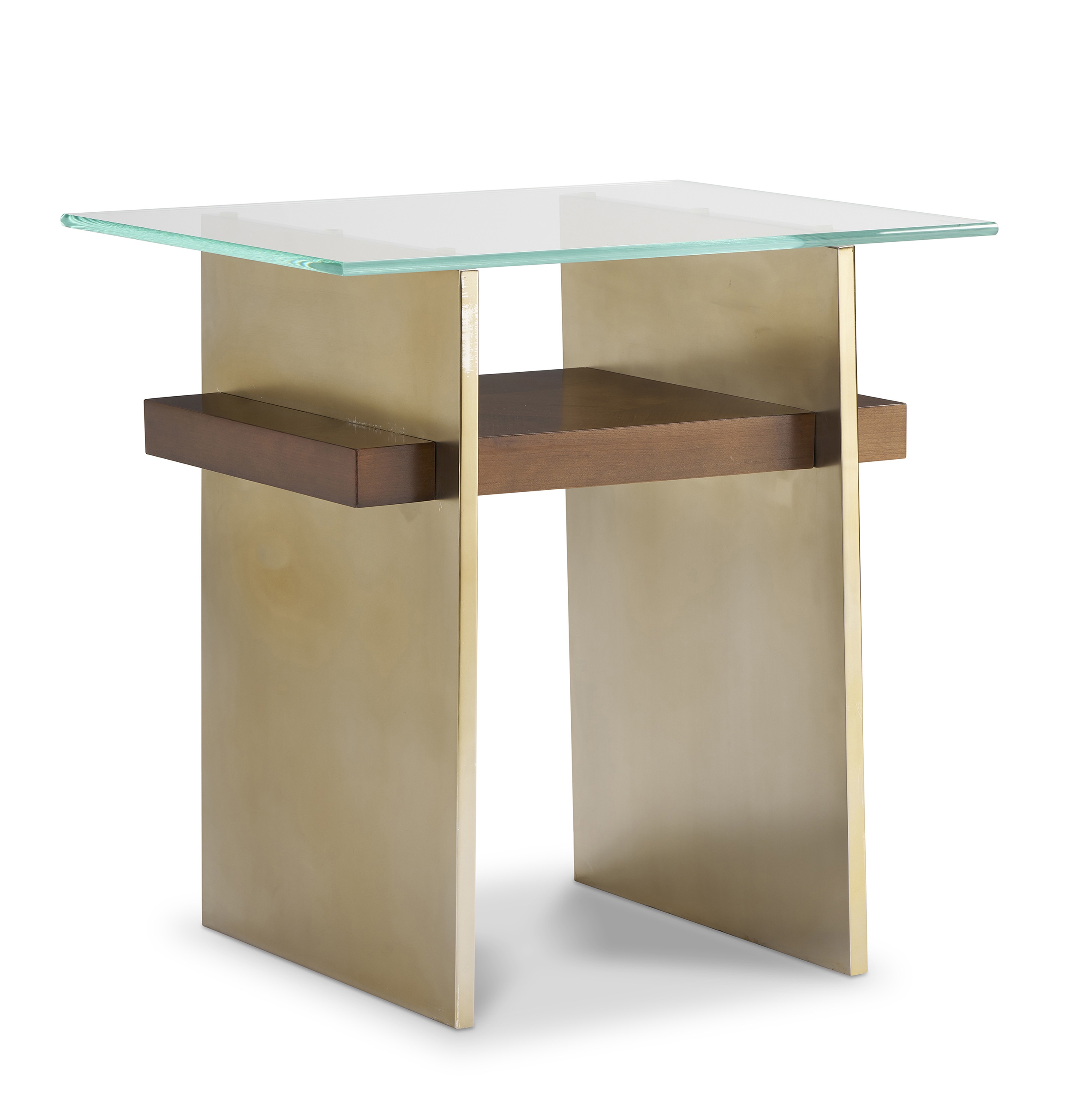 Sculptural Glass-Top End Table