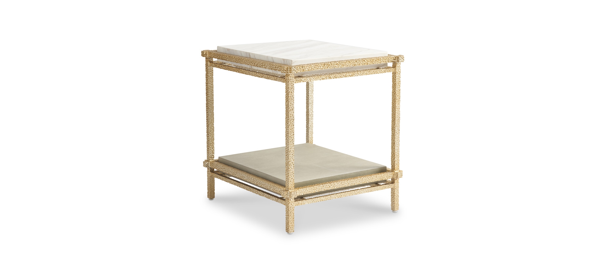 Stone-Top End Table w/Lower Shelf