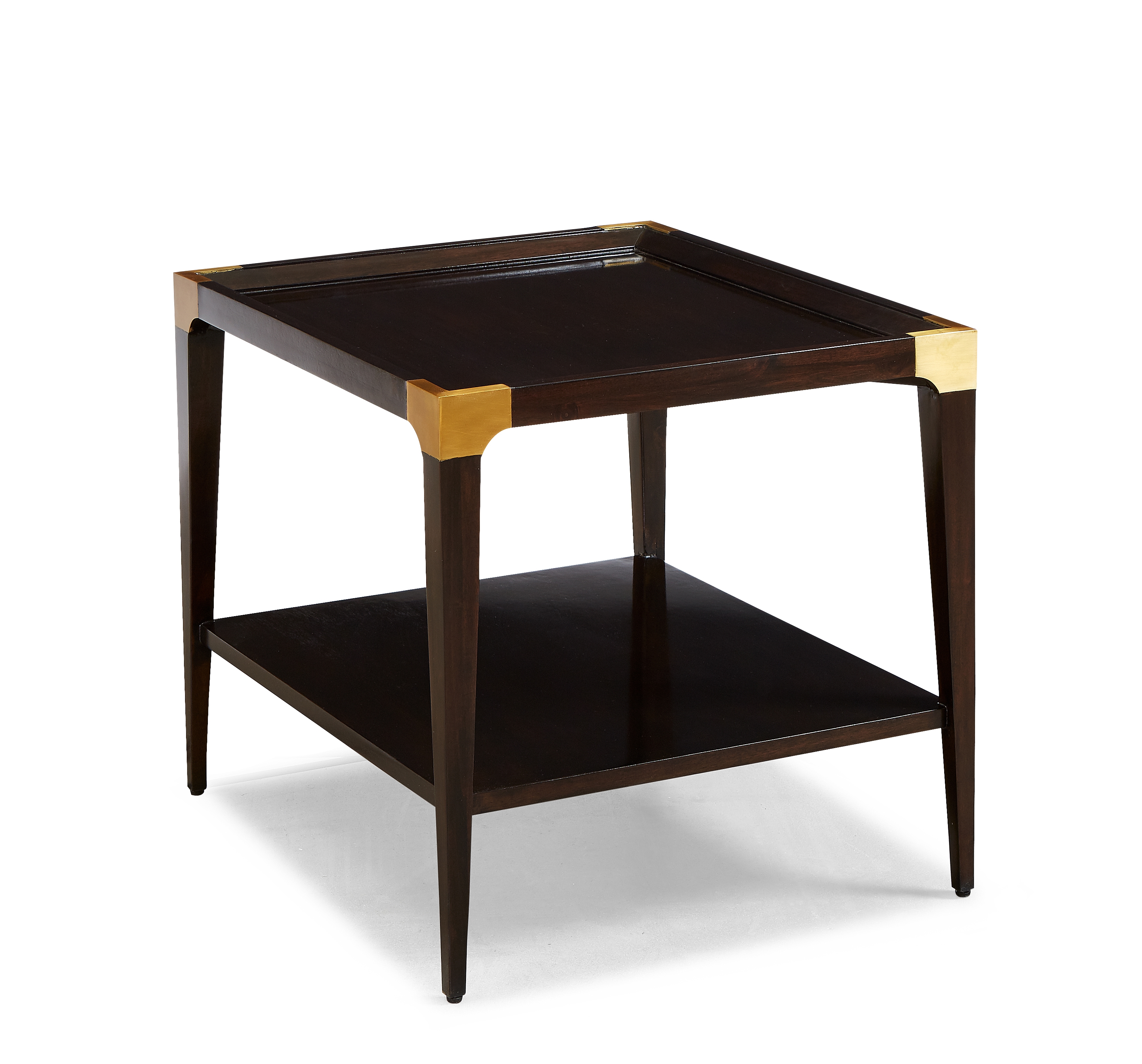 Square End Table w/Brass Brackets