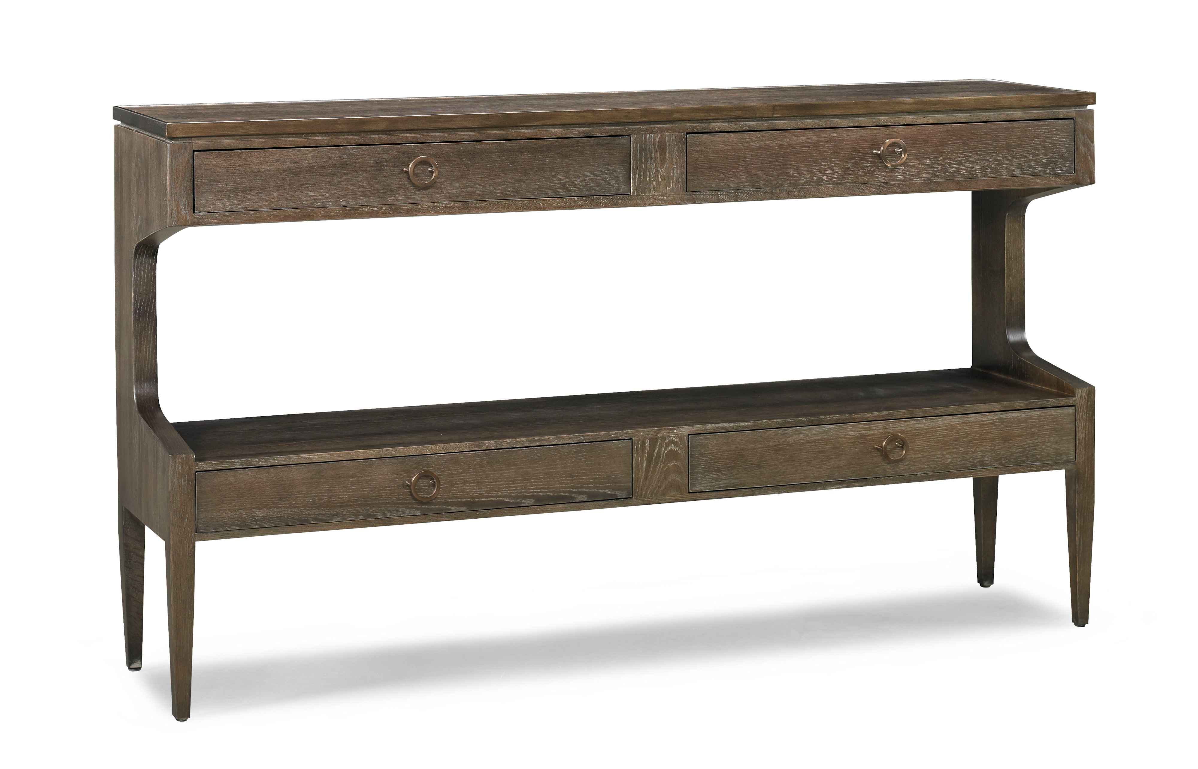 4-Drawer Console Table w/Bronze Hardware