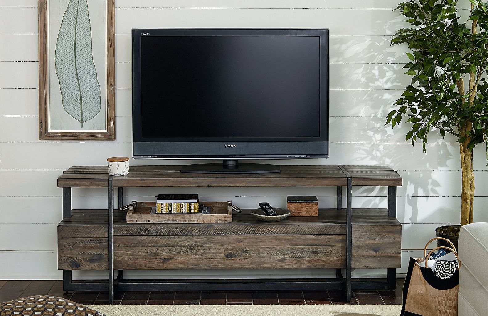 Hammary Geneva 66" Industrial Entertainment Console Crowley Furniture