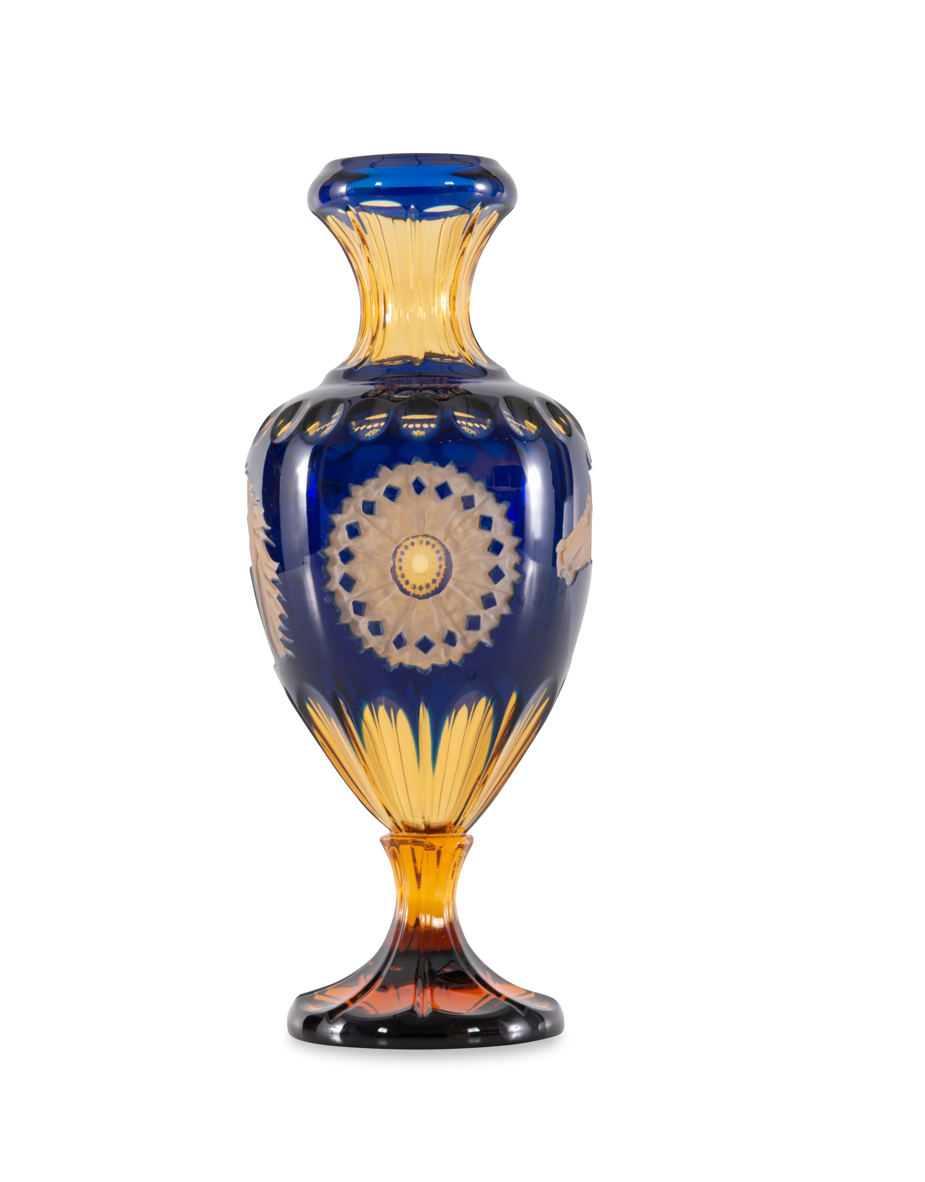 Amber And Blue Crystal Vase