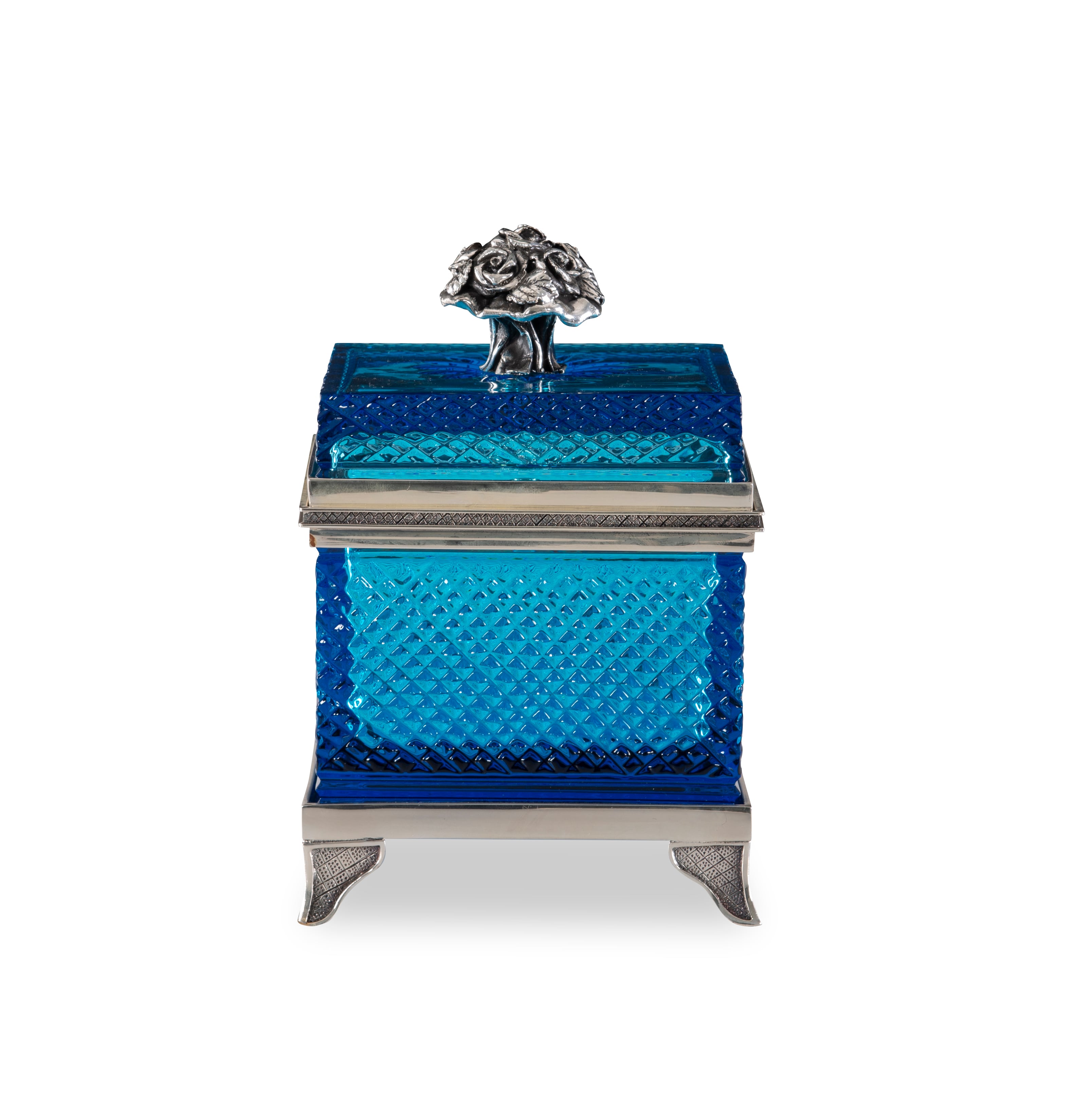 Blue Carved Crystal Box