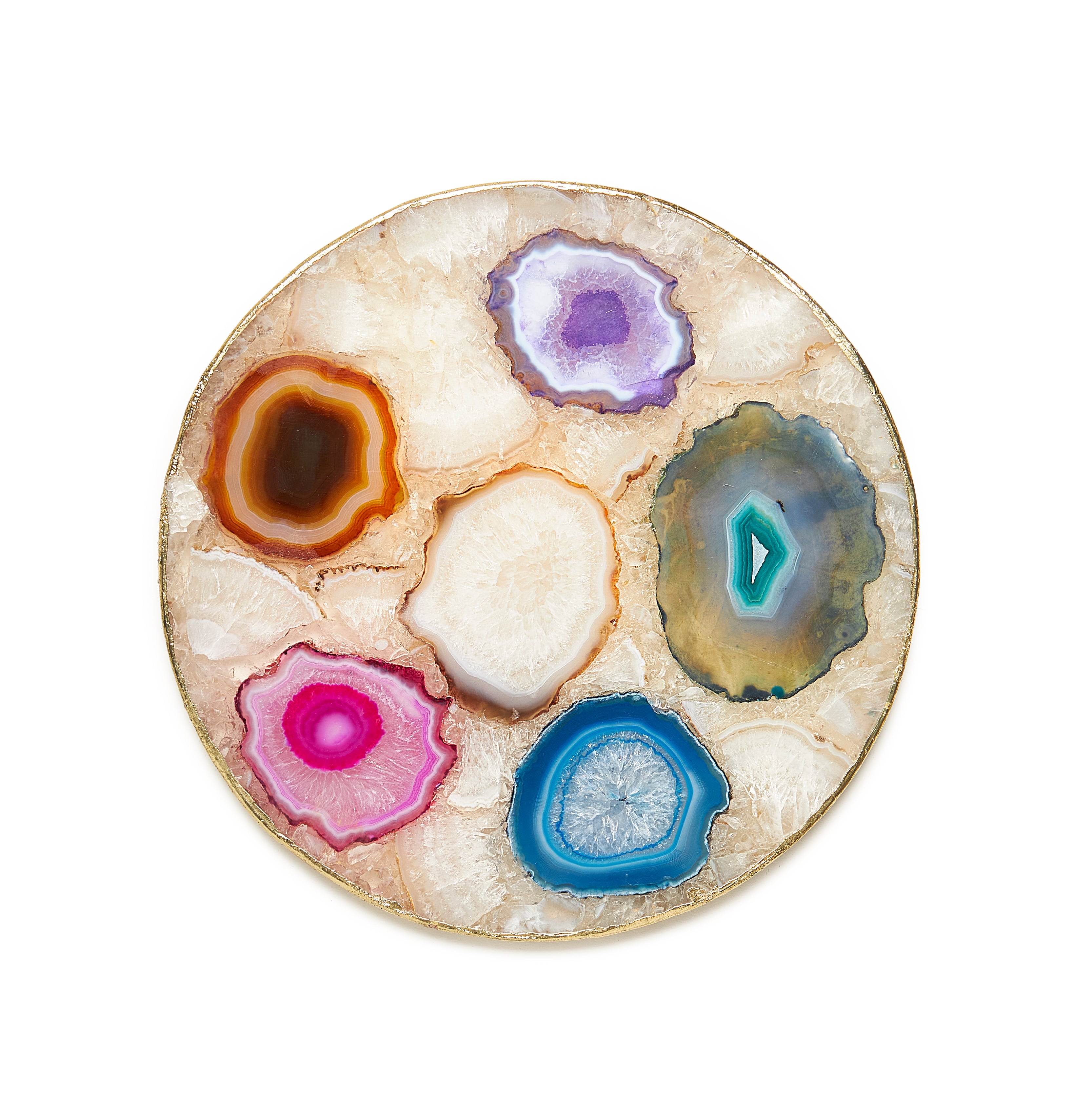 Agate Trivets With Gold Trim