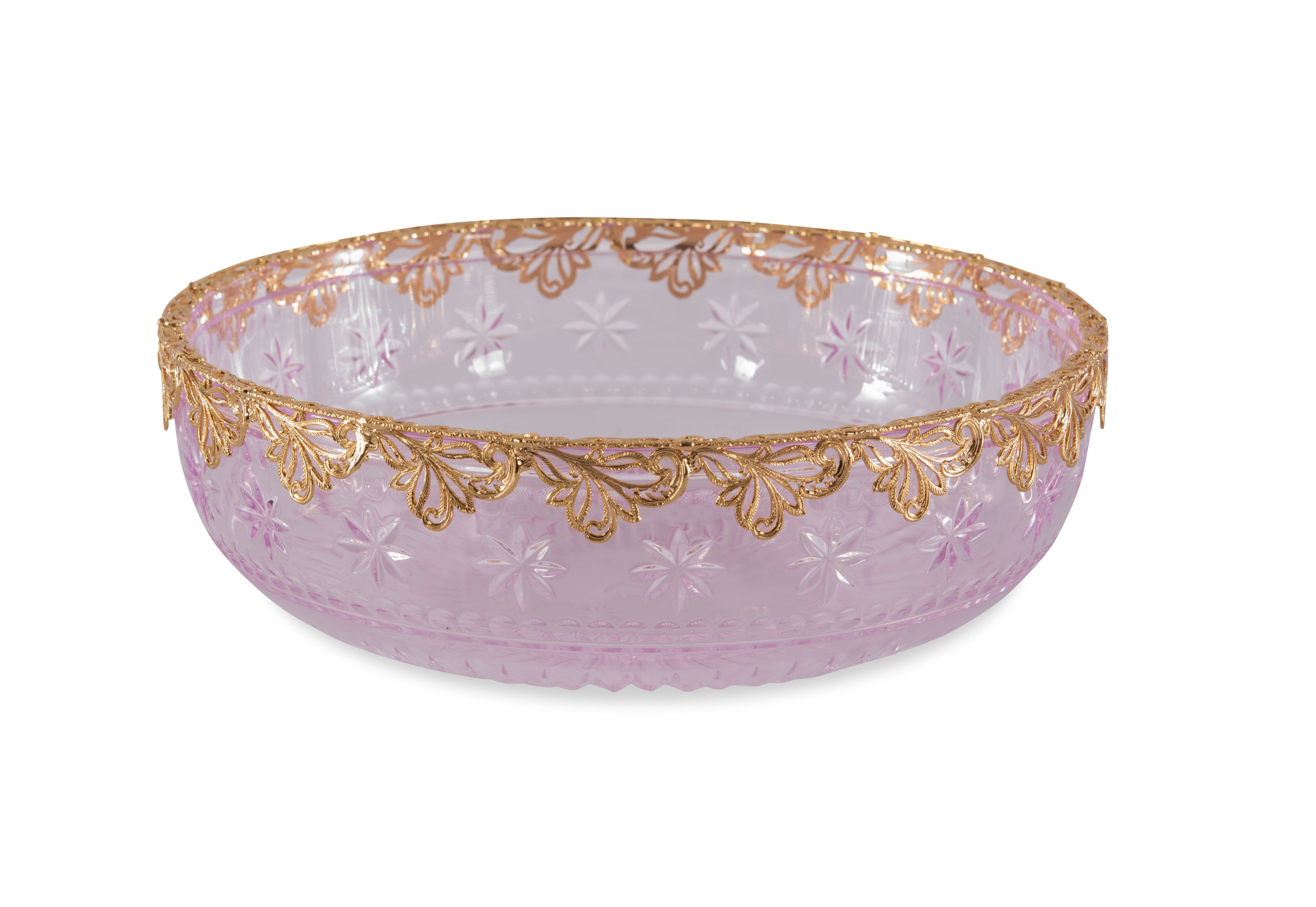 Pink Carved Crystal Bowl