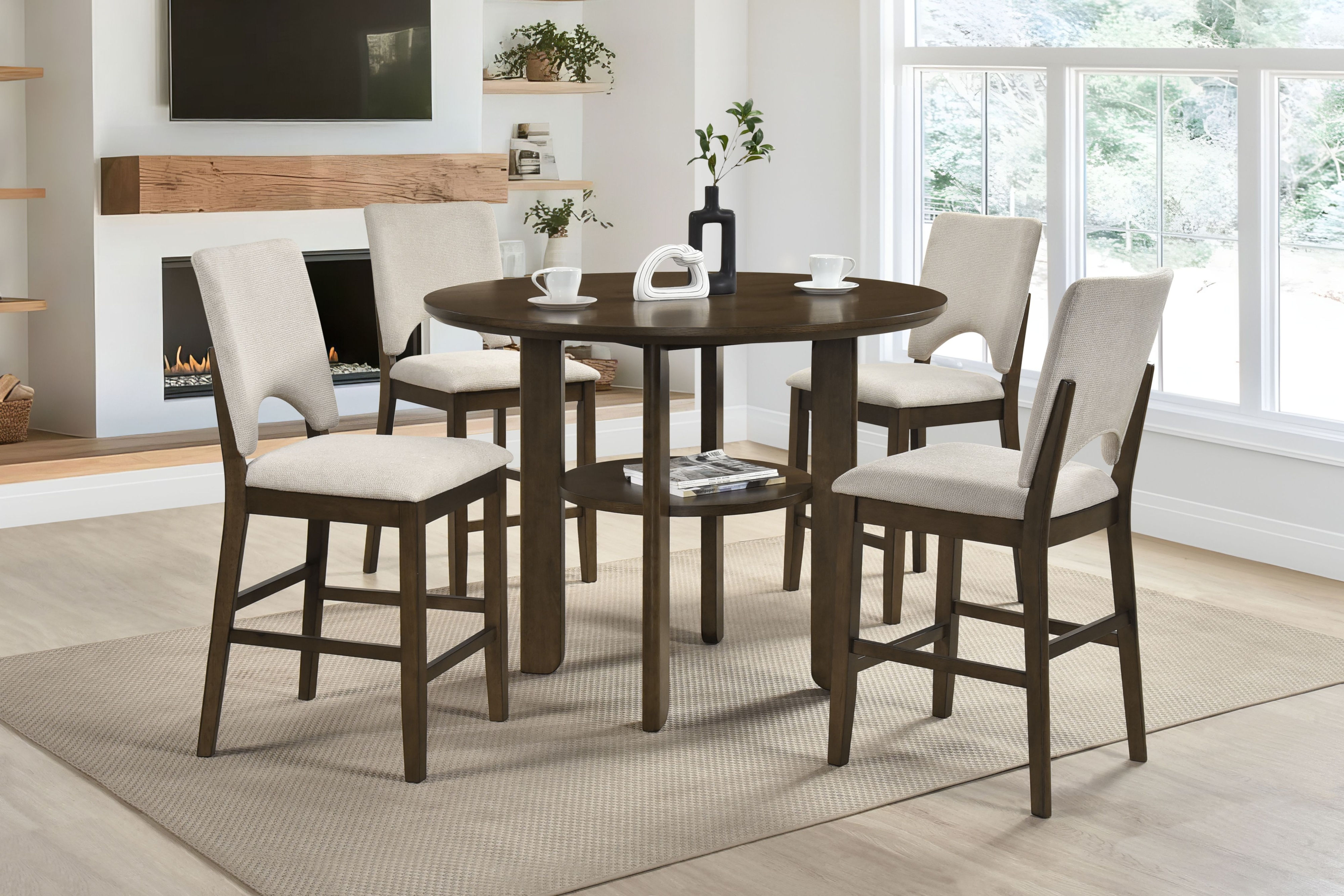 Modern 5-pc. Rd. Counter-Height Dining Set