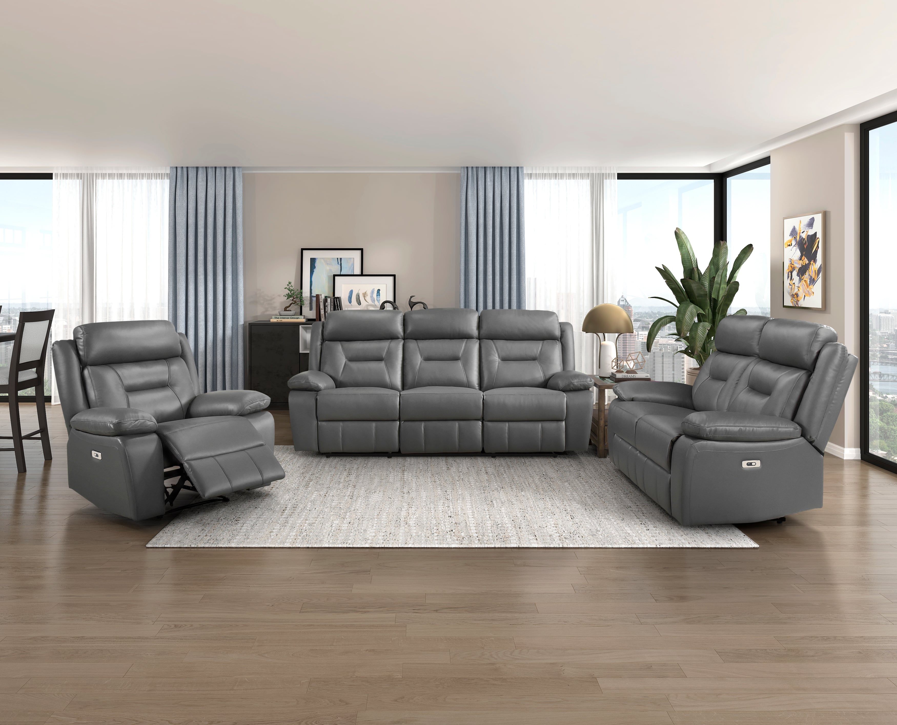 3-pc. Leather Power Reclining Living Room Se