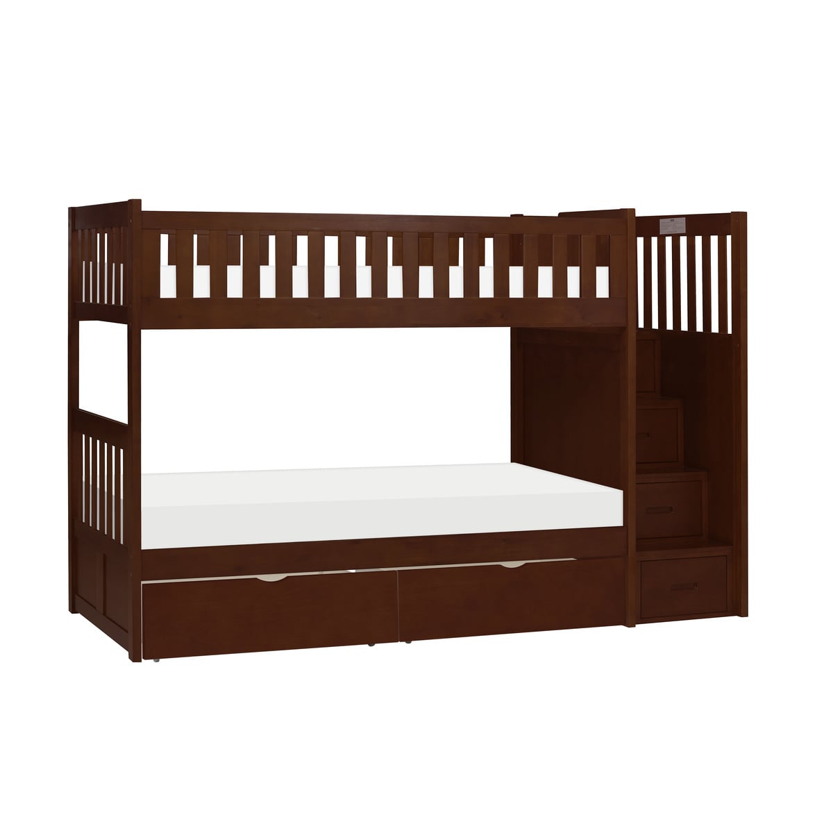 Homelegance Rowe B2013SBDC1*T Transitional Twin/Twin Step Bunk Bed