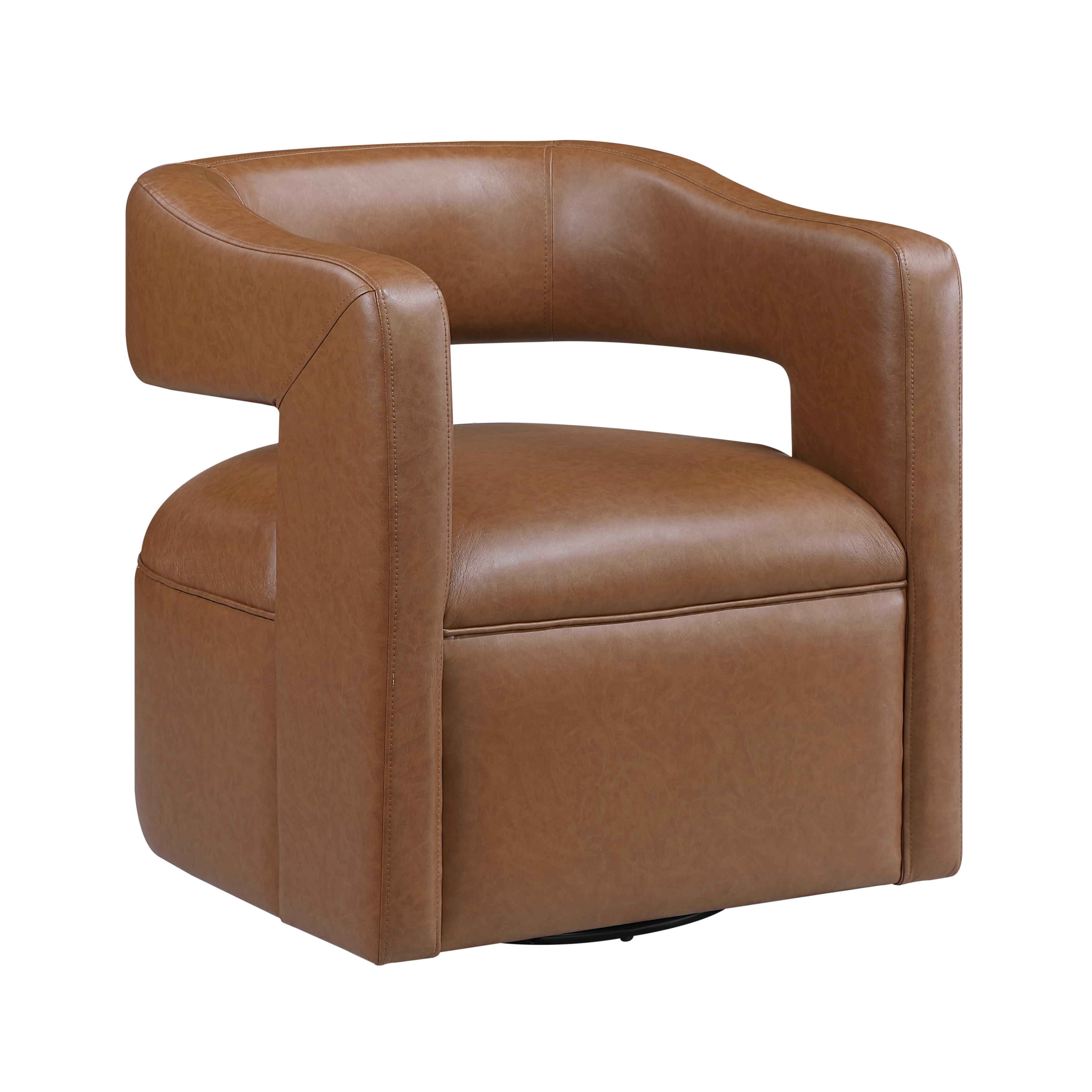 Modern Faux-Leather Open-Back Swivel Chair