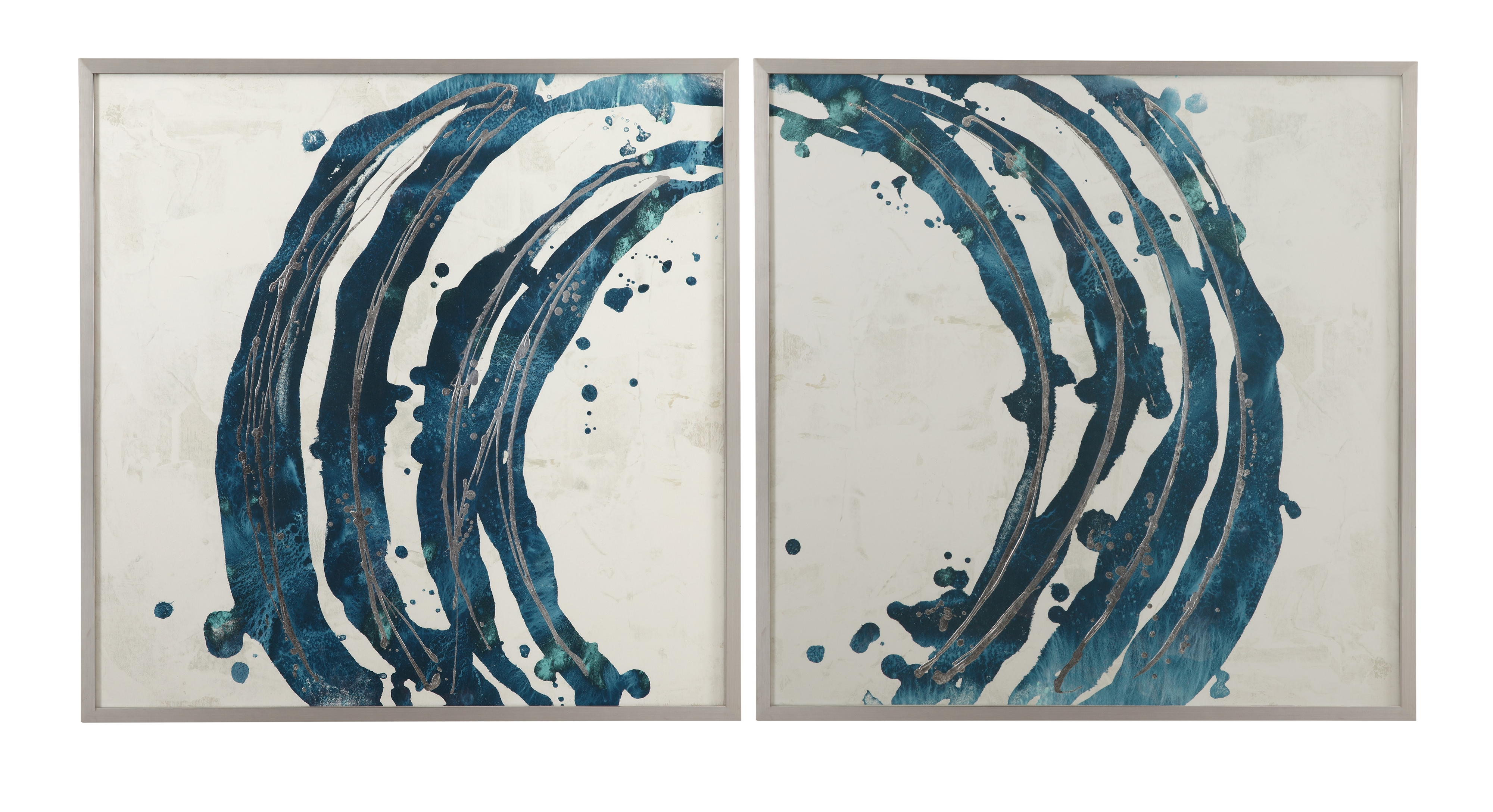 Embellished Blue Circle Framed Print S/2