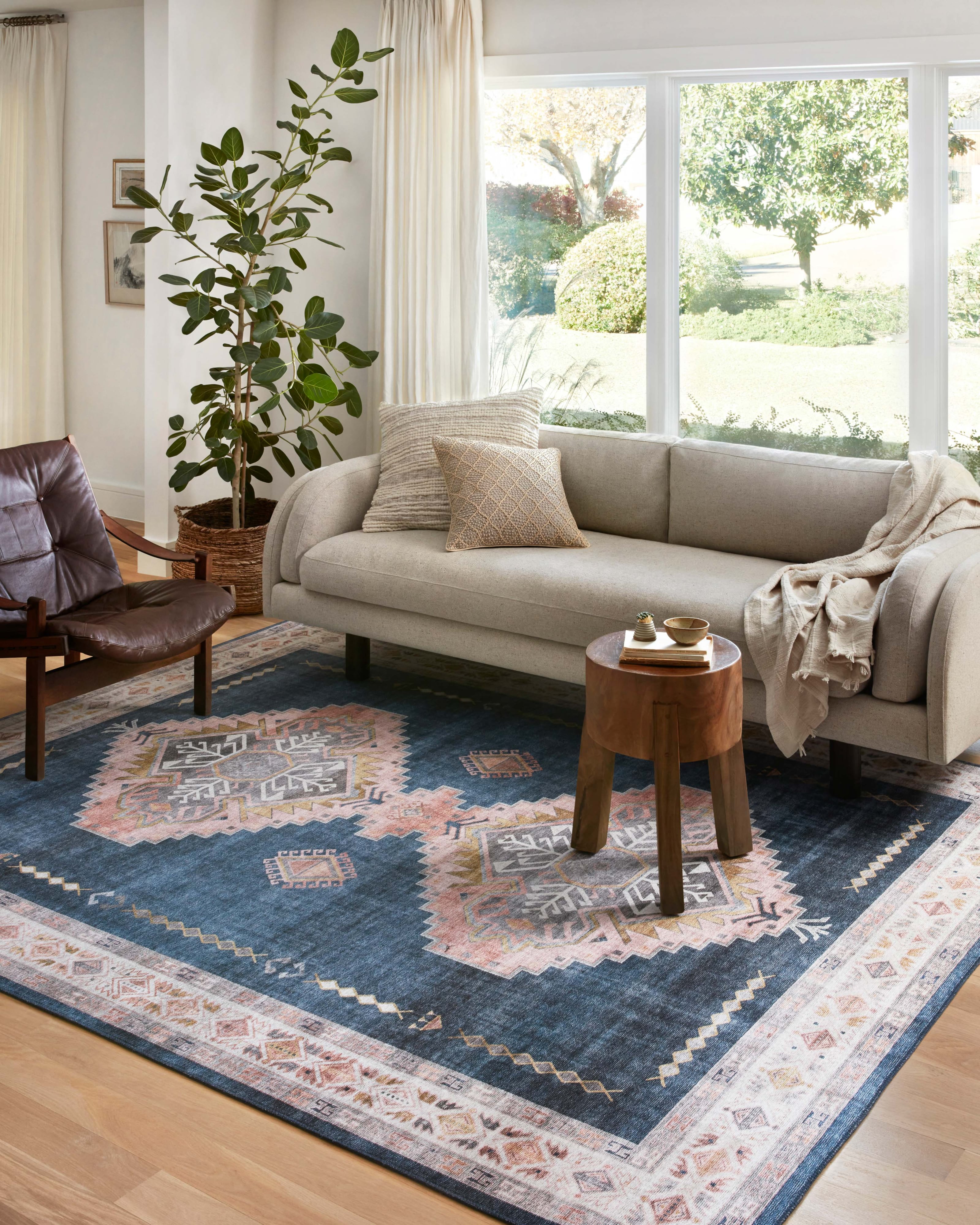 Loloi Rugs Heidi 2'3" x 3'9" Denim / Blush Rectangle Rug Belfort
