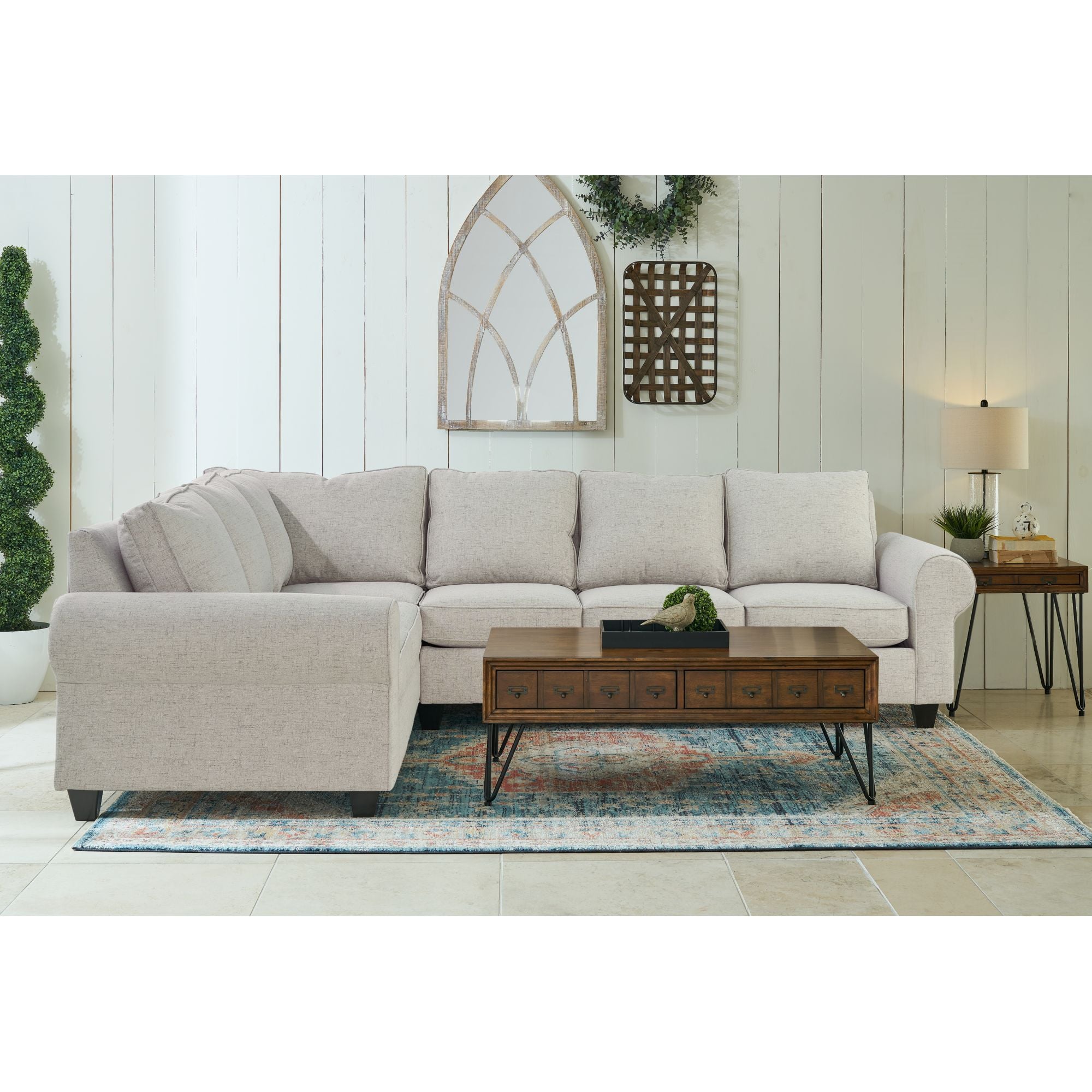 Sectional Sofa Set with Reversiable Cushions