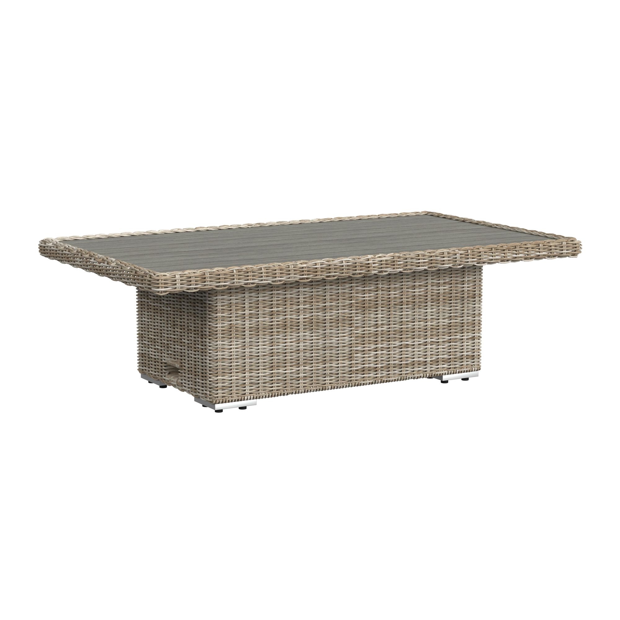 Woven Coffee Table w/Slatted Acacia Top