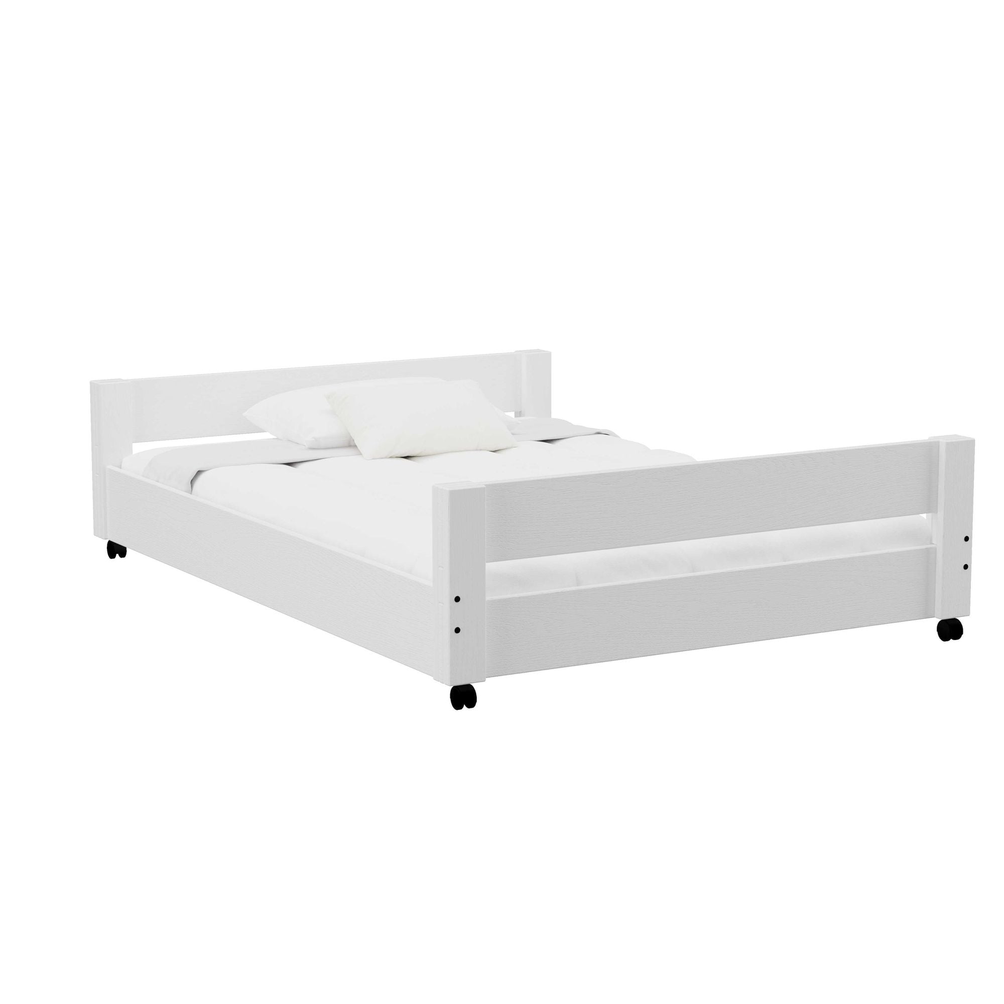 Cali Kids Full Caster Bed - White