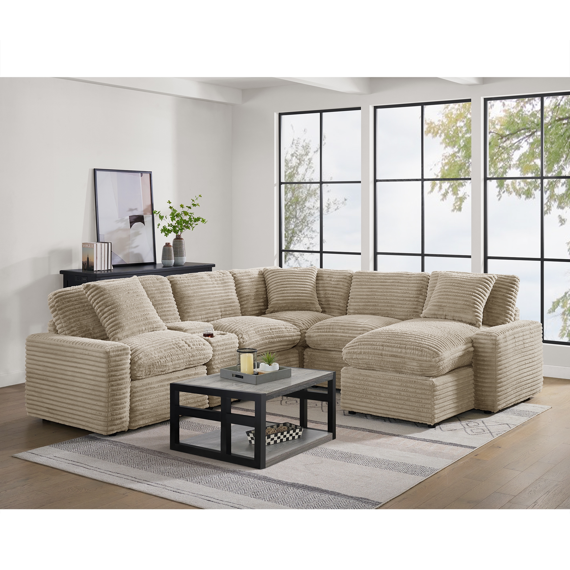 Sectional Armless Chair In Masis Taupe