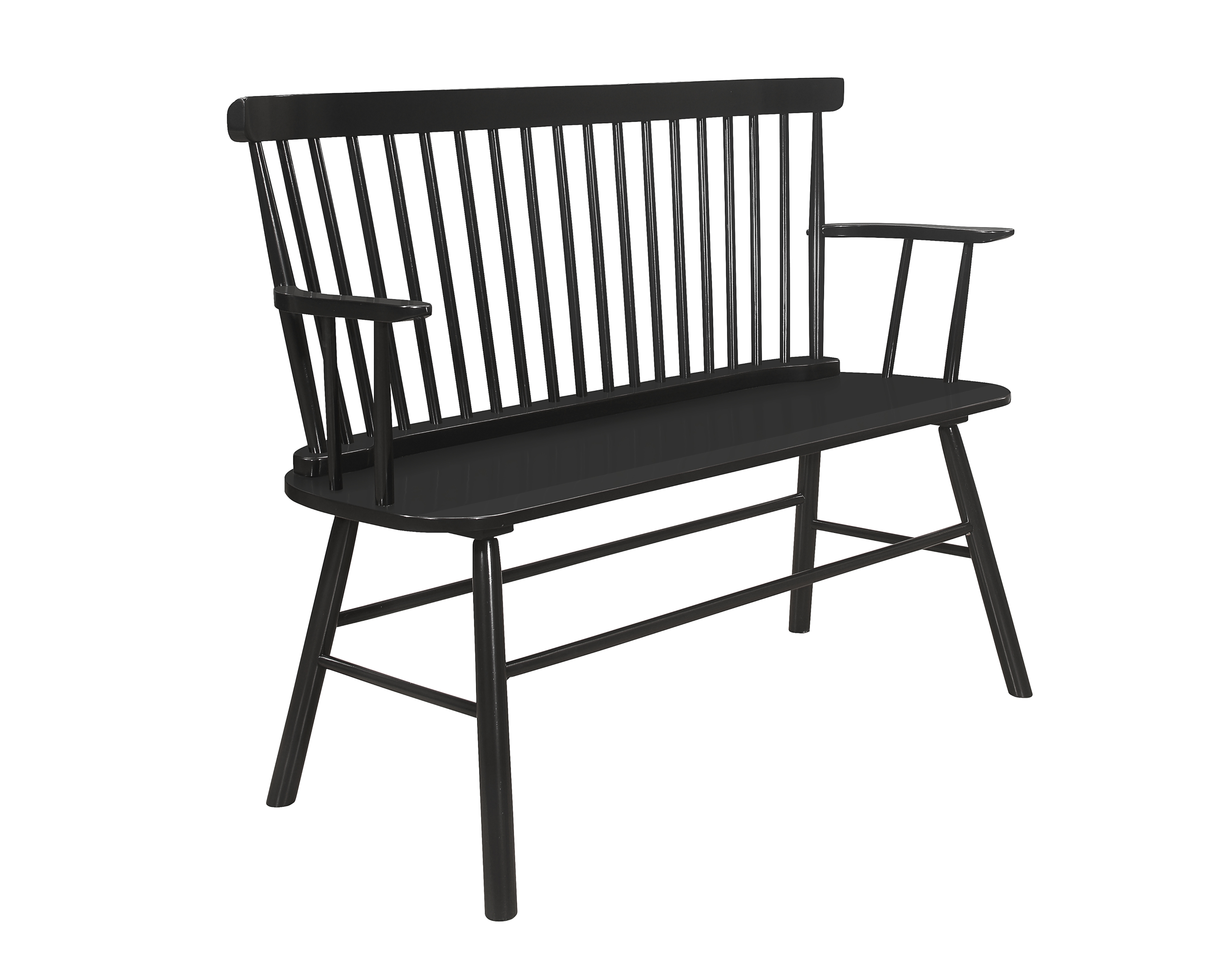 Crown Mark Jerimiah 4185-BENCH-BK Relaxed Vintage Wood Spindle