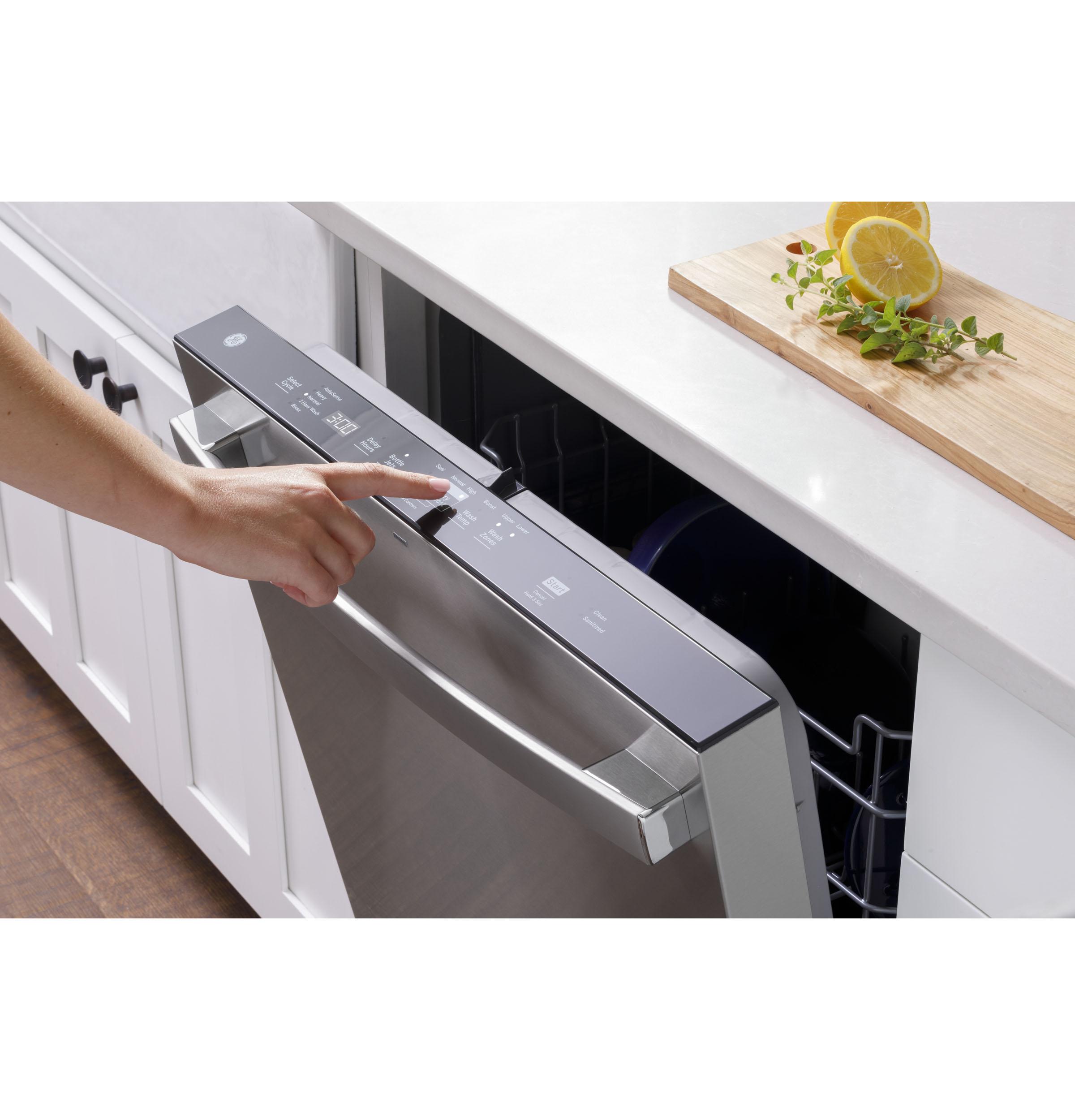 GE Appliances GDP630PGRBB GE(R) Top Control with Plastic Interior Dishwasher with Sanitize Cycle