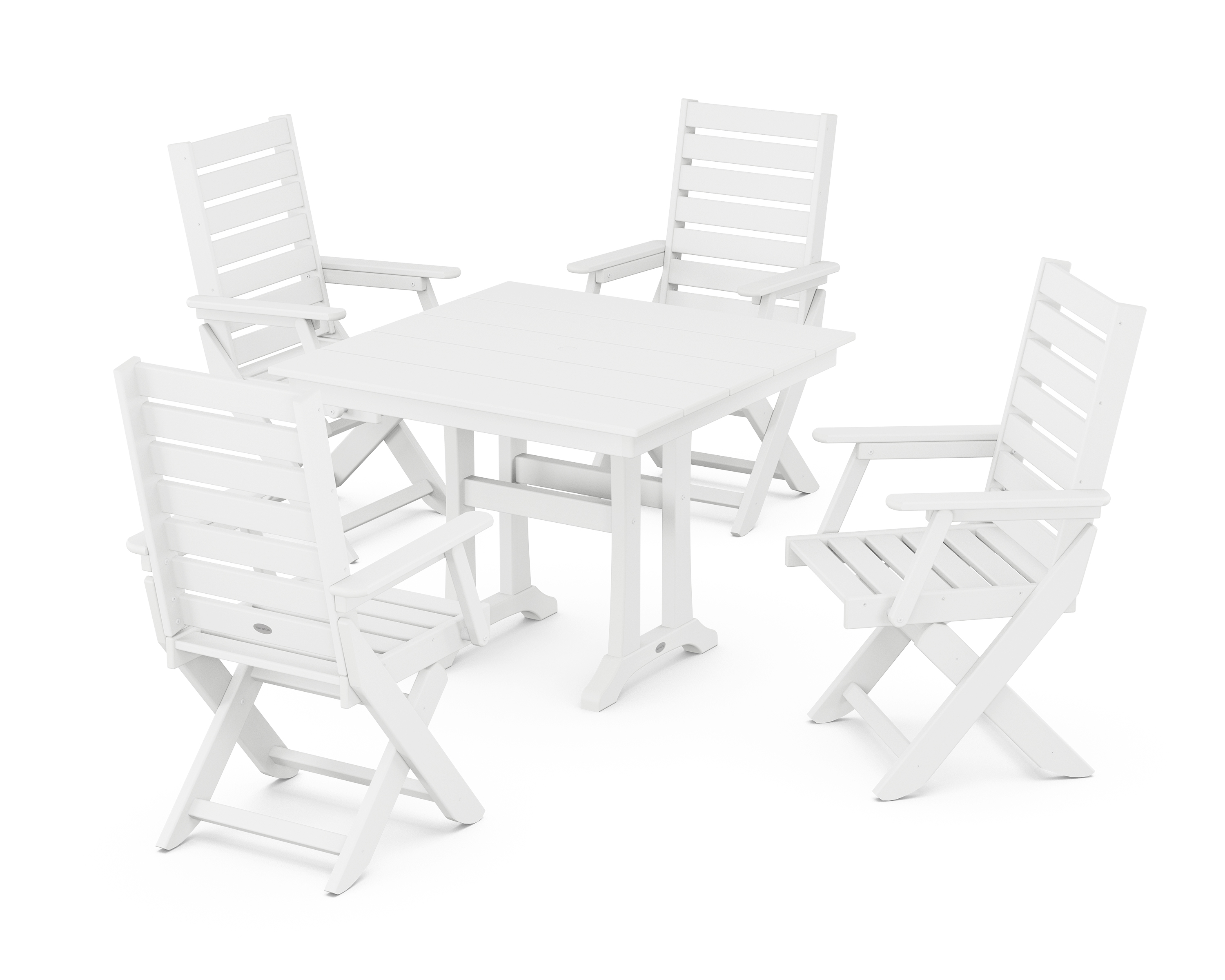 Polywood Captain PWS942-1-WH Captain Folding Chair 5-Piece