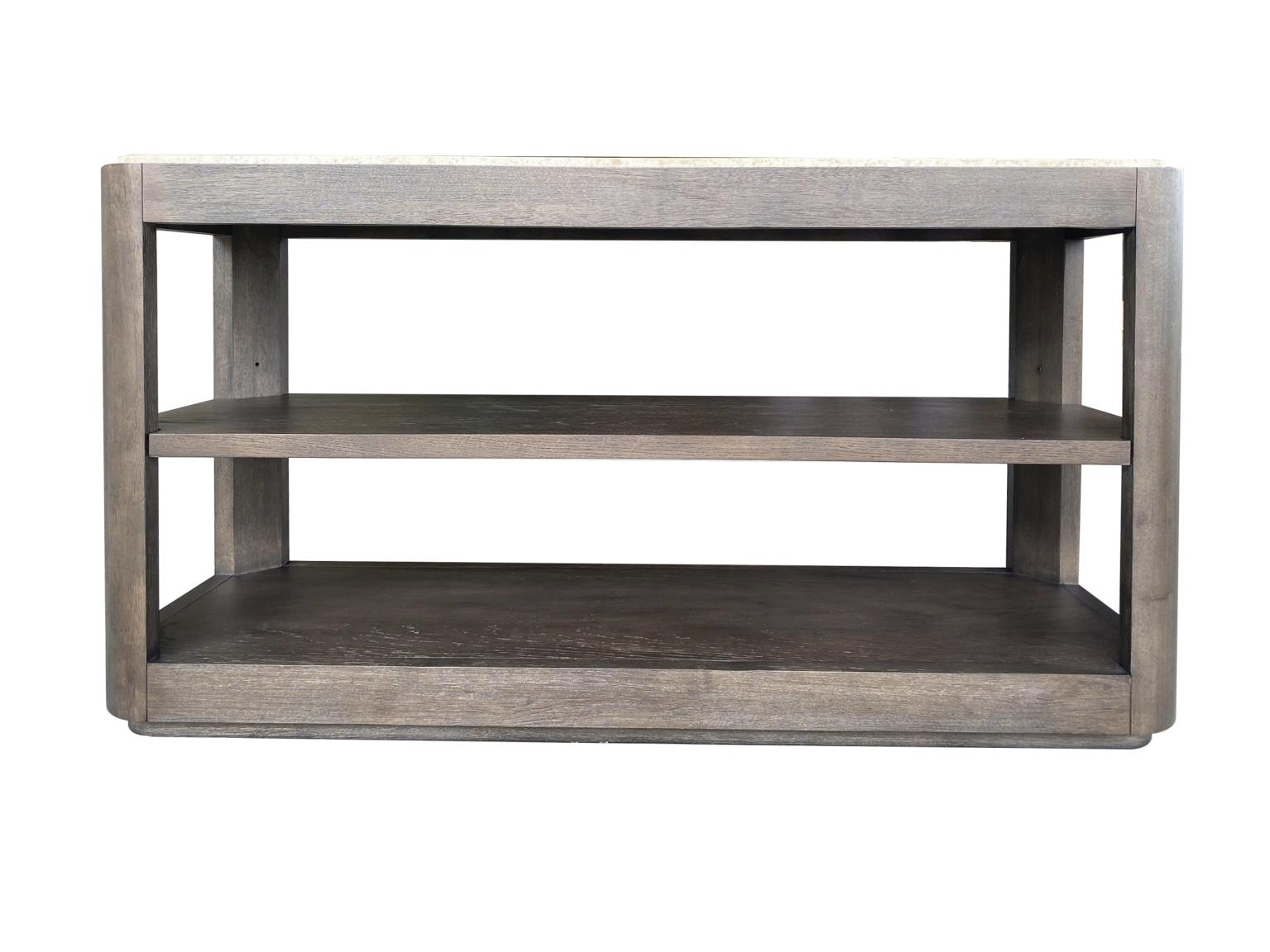 Stone-Top Sofa Table w/Open Shelf