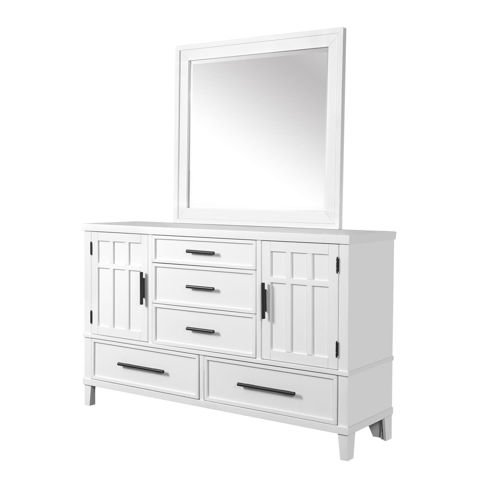 5-Drawer Dresser with Doors and Mirror