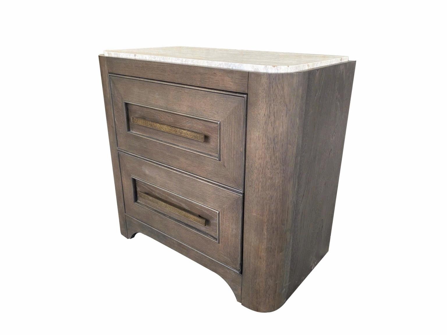 2-Drawer Nightstand w/Stone Top