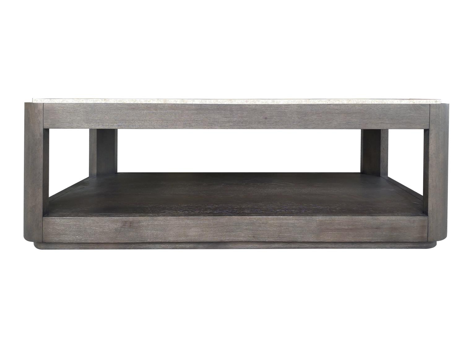 Stone-Top Cocktail Table w/Open Shelf
