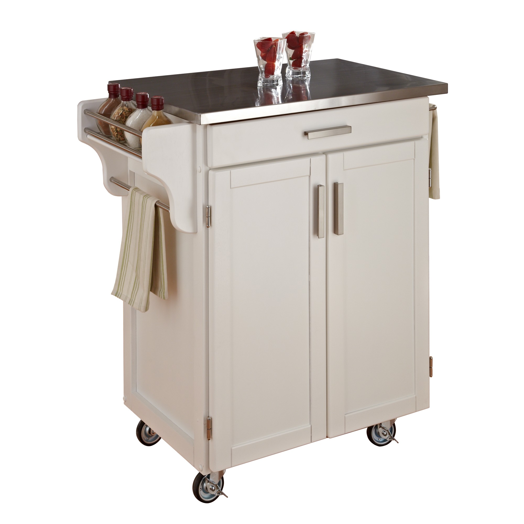 homestyles Cuisine Cart Traditional Kitchen Cart with Stainless Steel