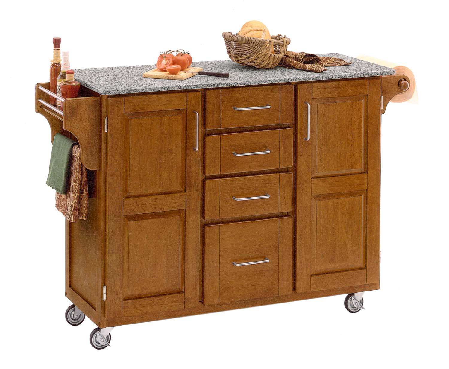 homestyles CreateACart Traditional Kitchen Cart with Warm Oak Finish and Granite Top Value