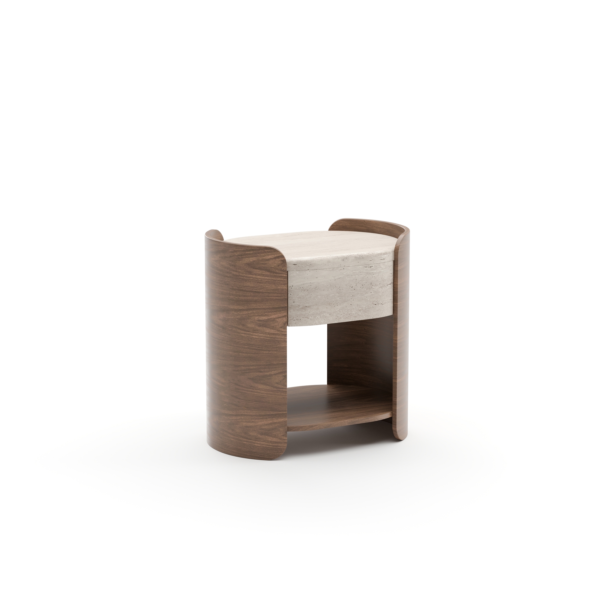 Modern Open Nightstand w/Stone Top