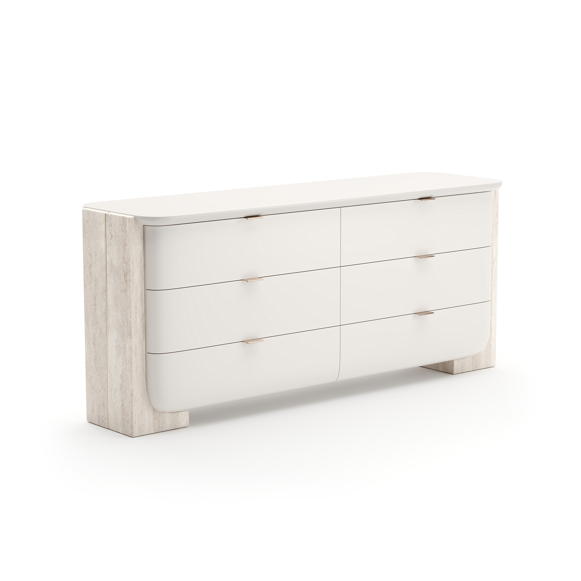 Six-Drawer Stone-Panel Dresser