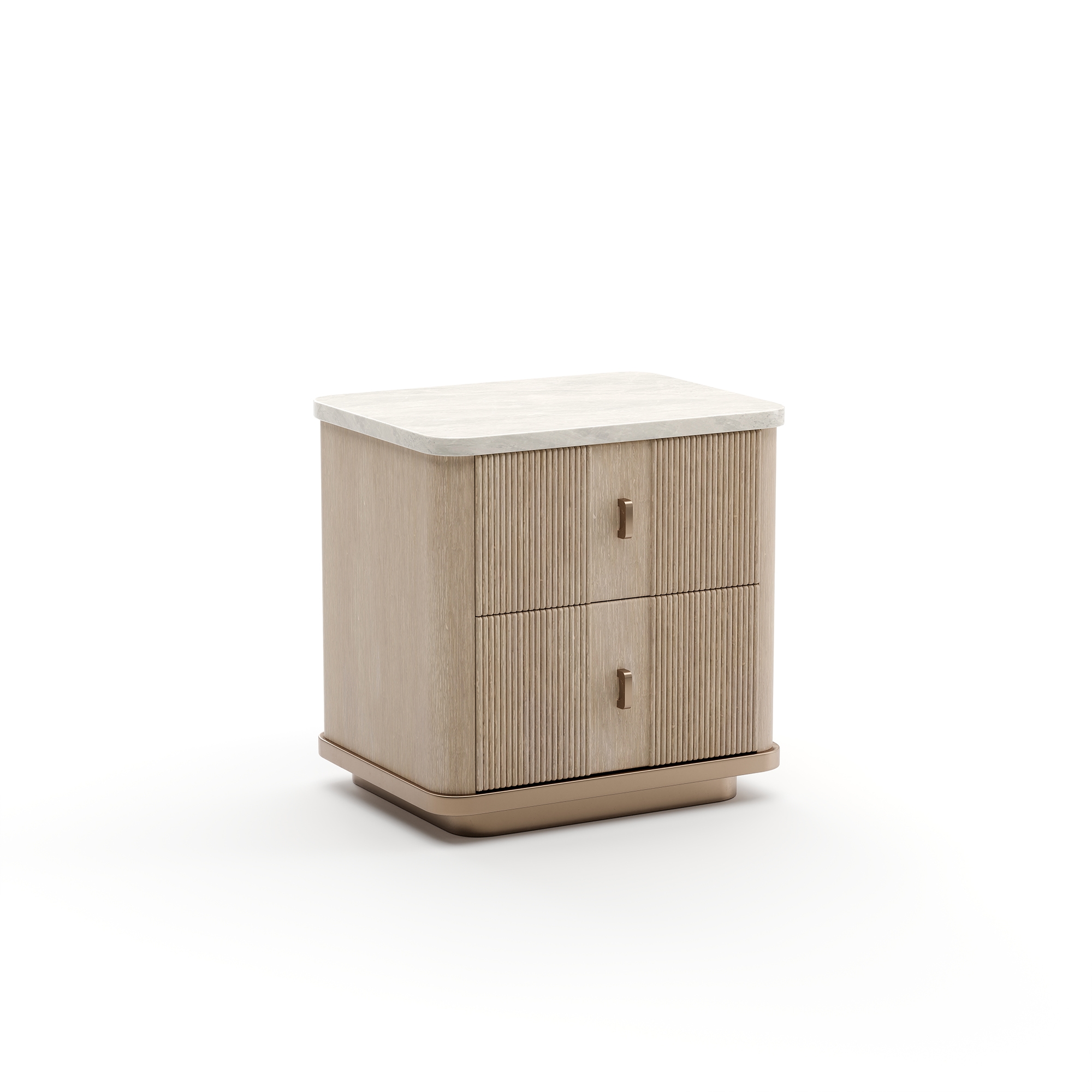 Stone-Top Compact Two-Drawer Nightstand